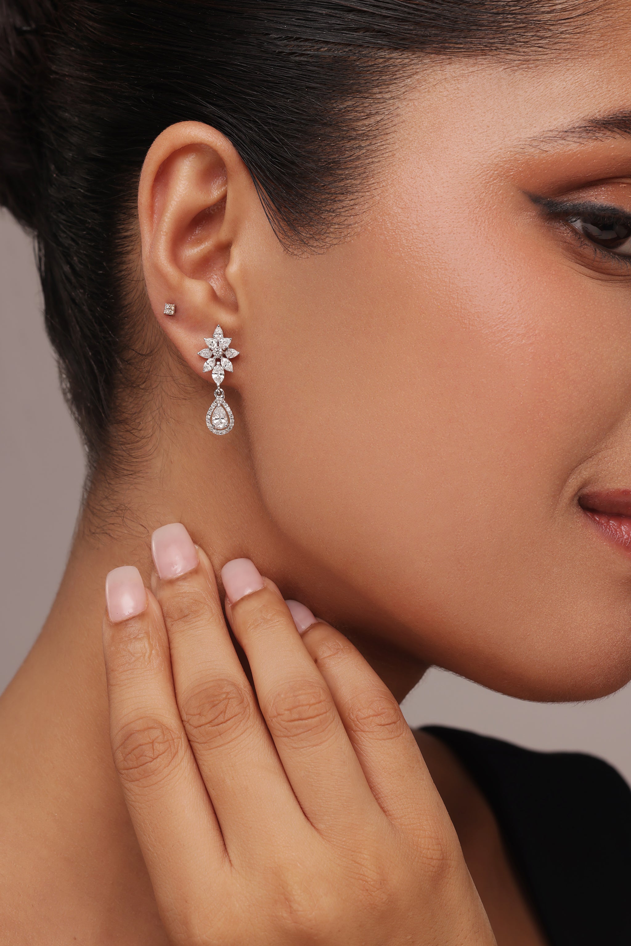 elegant drop earrings with lab grown diamond