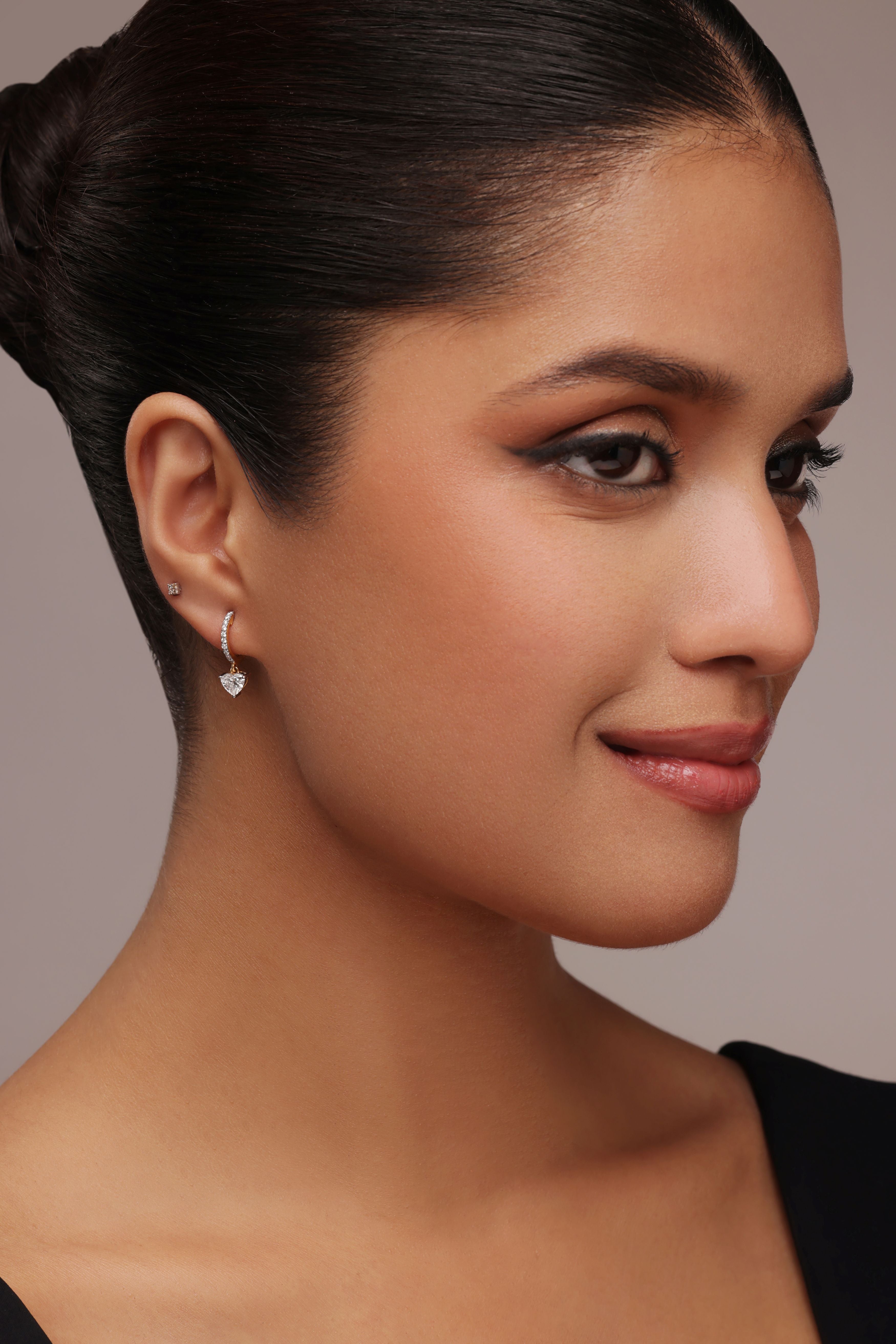 Lab-Grown Diamond Heart Bali Earrings