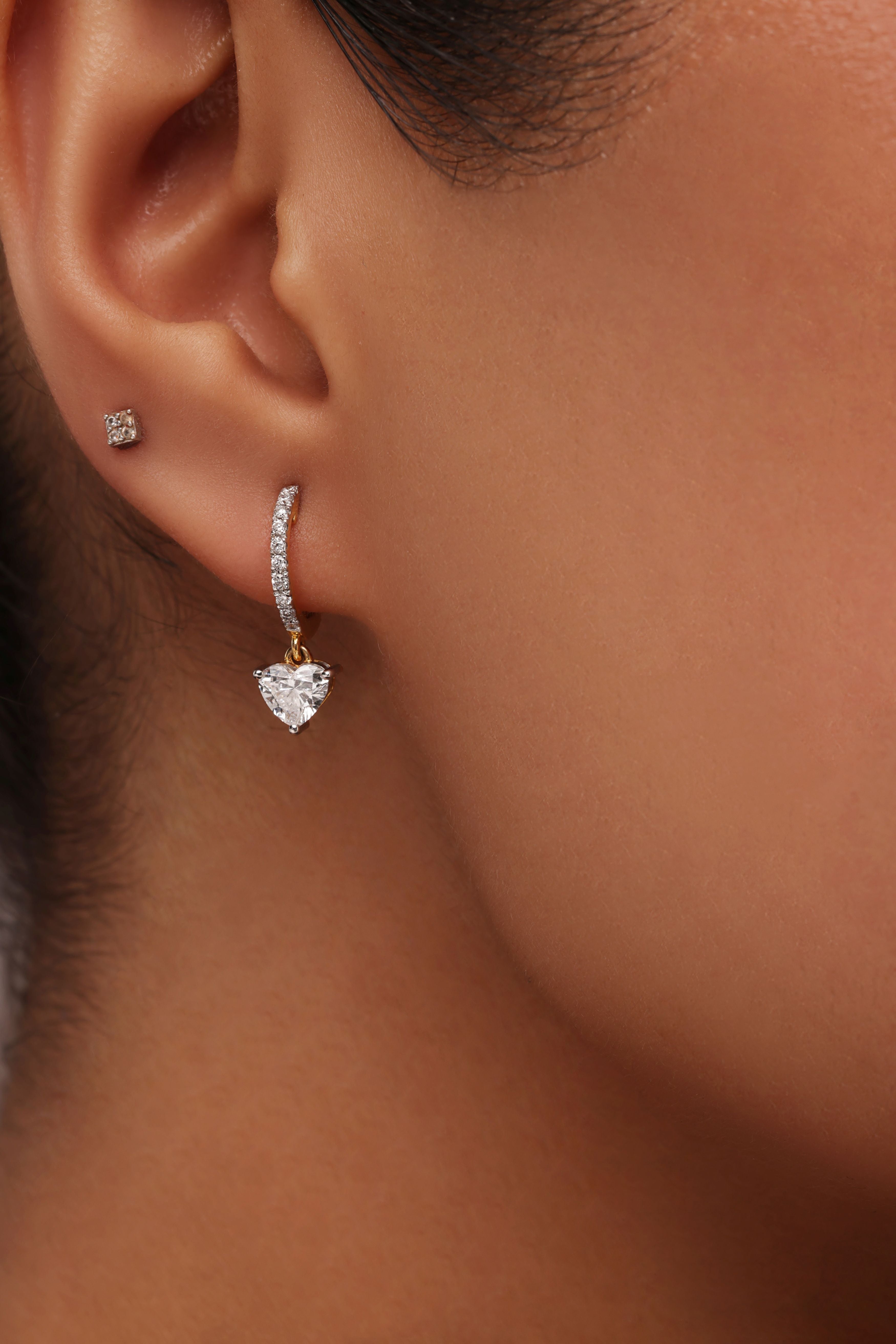 Lab-Grown Diamond Heart Bali Earrings