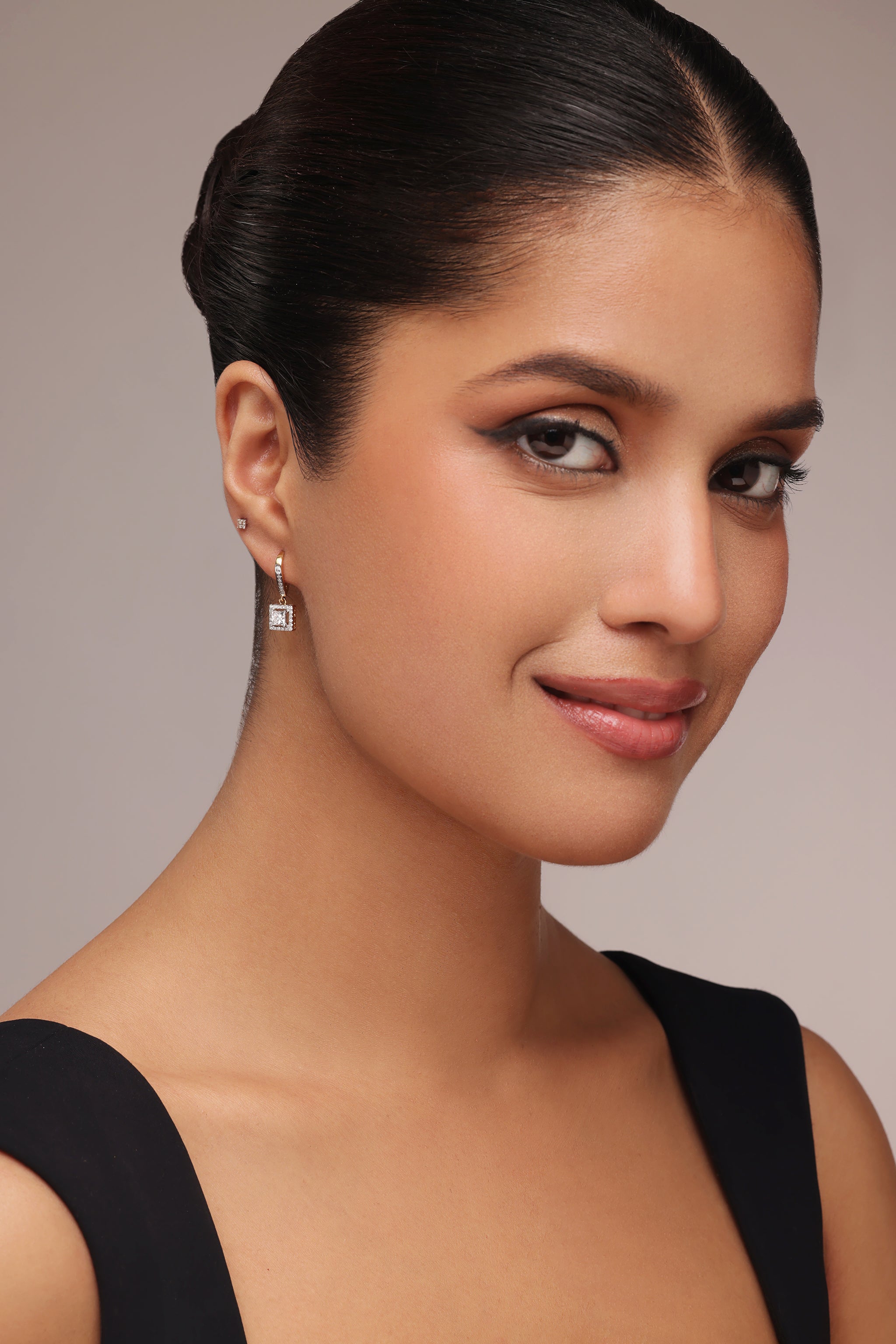 Lab-Grown Diamond Princess Halo Bali Earrings