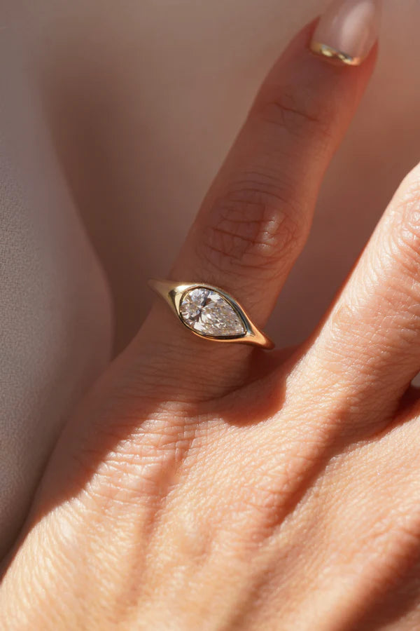 Pear-Cut Diamond Bezel Signet Ring