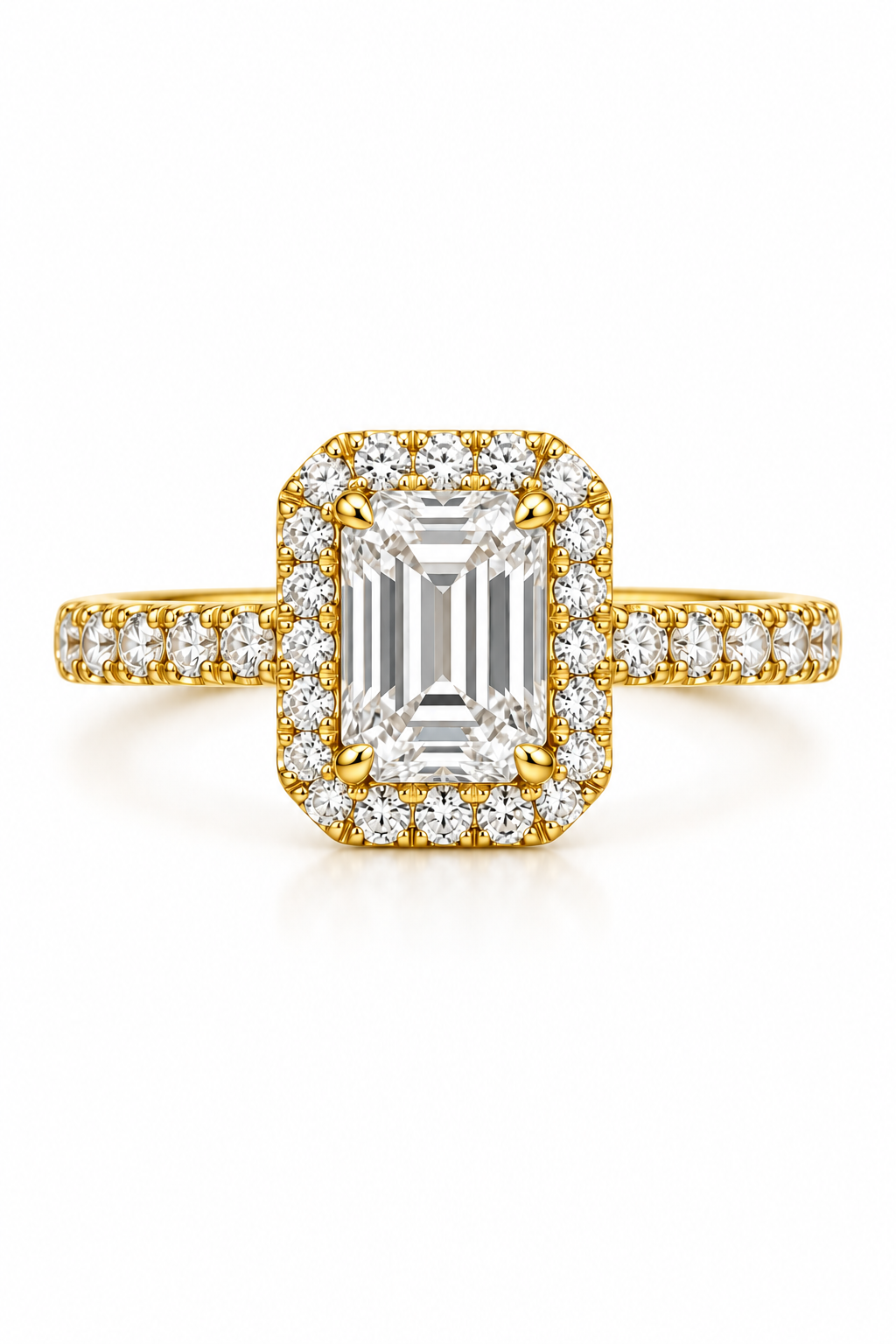 1.50 Ct Emerald Cut Halo Diamond Ring