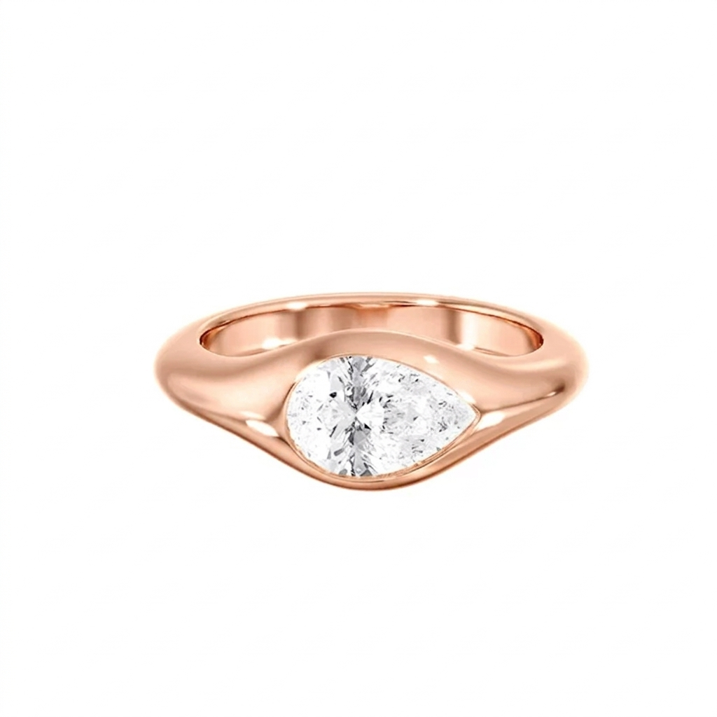 Pear-Cut Diamond Bezel Signet Ring