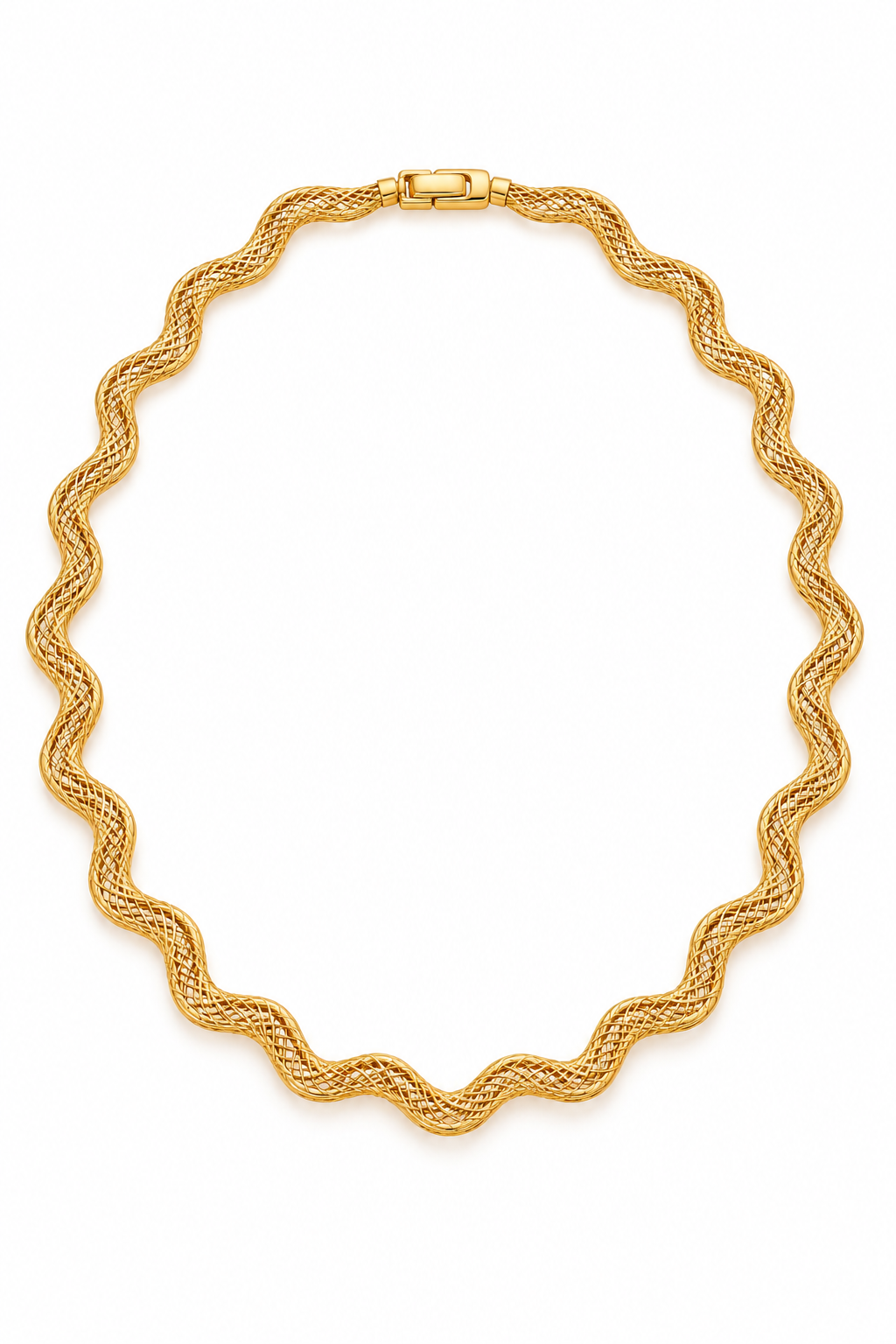 18KT Rose Gold Curved Mesh Hasli