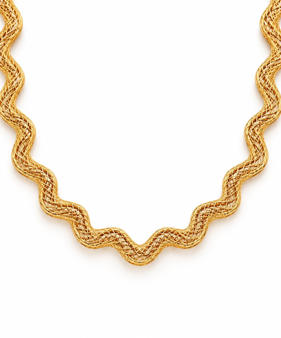 18KT Rose Gold Curved Mesh Hasli