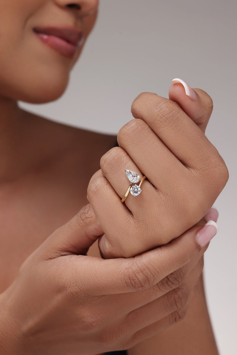 Pear and Round -Toi Et Moi Ring