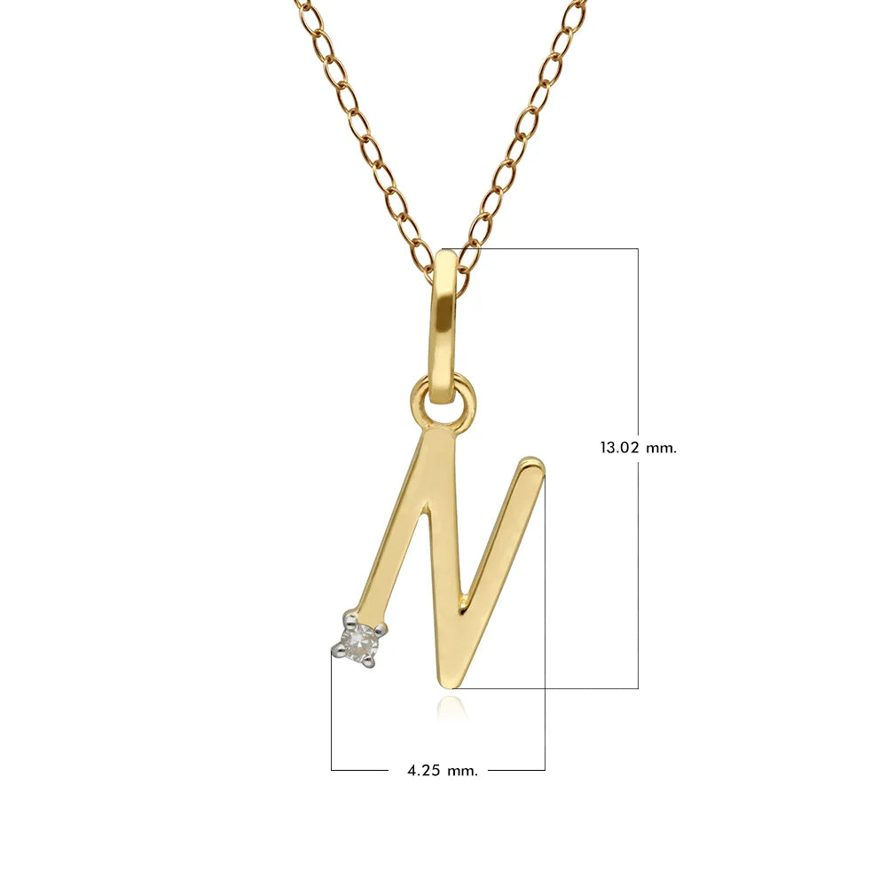 Gold Diamond Initial Pendant