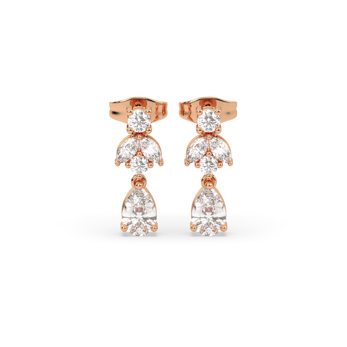 Round & Marquise Cluster Drop Earrings