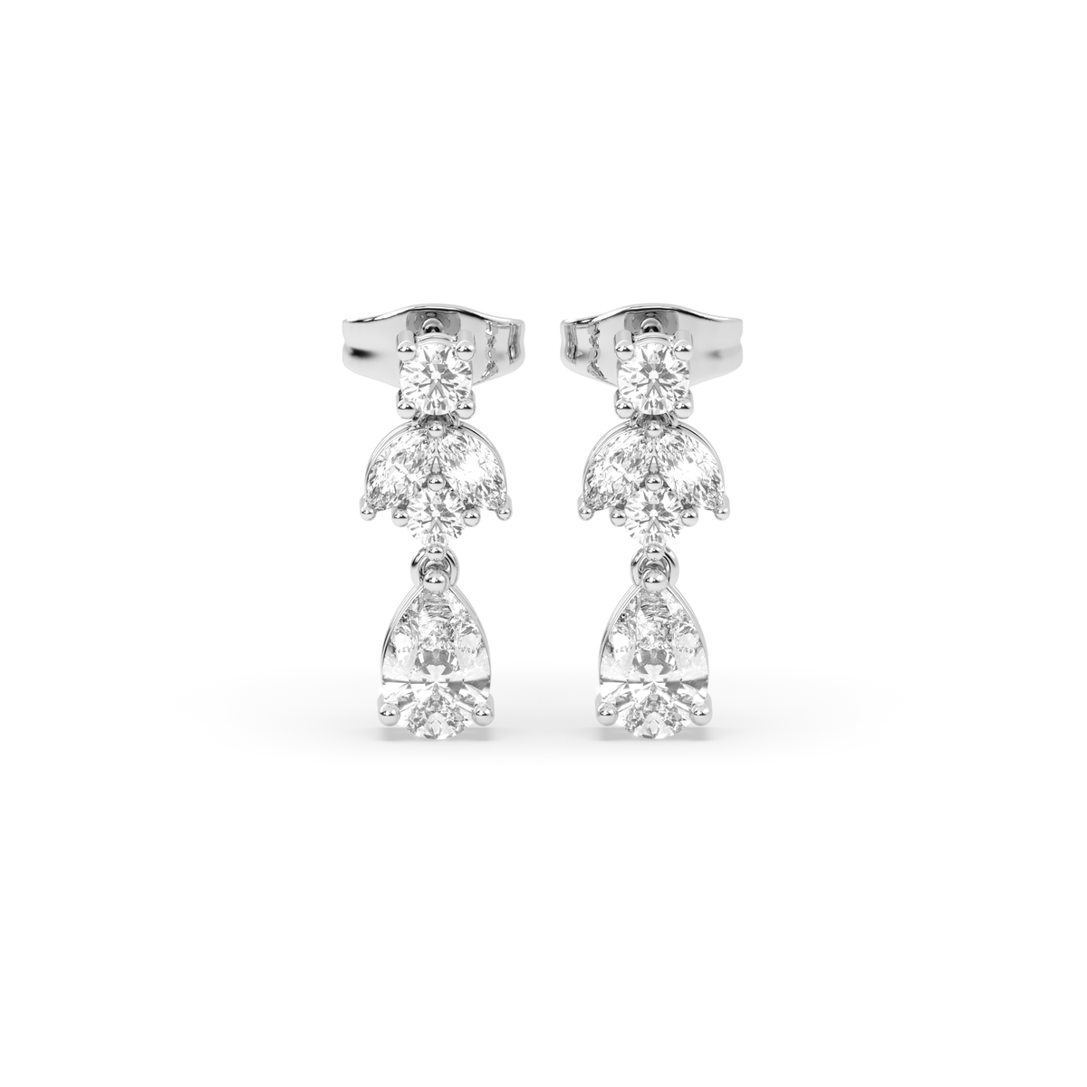 Round & Marquise Cluster Drop Earrings