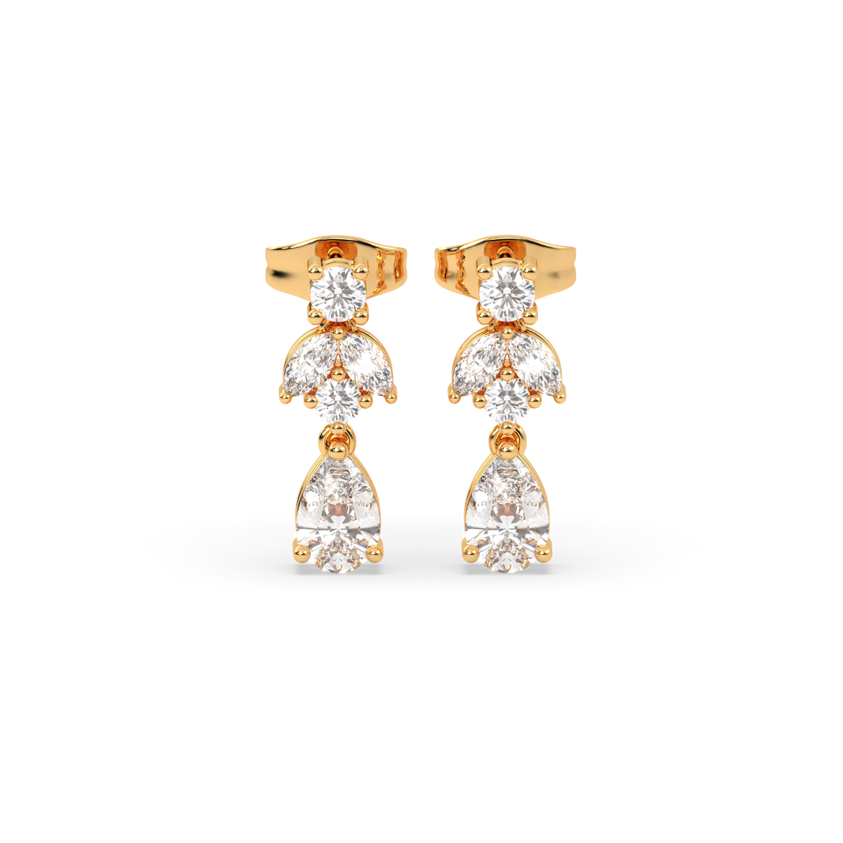Round & Marquise Cluster Drop Earrings