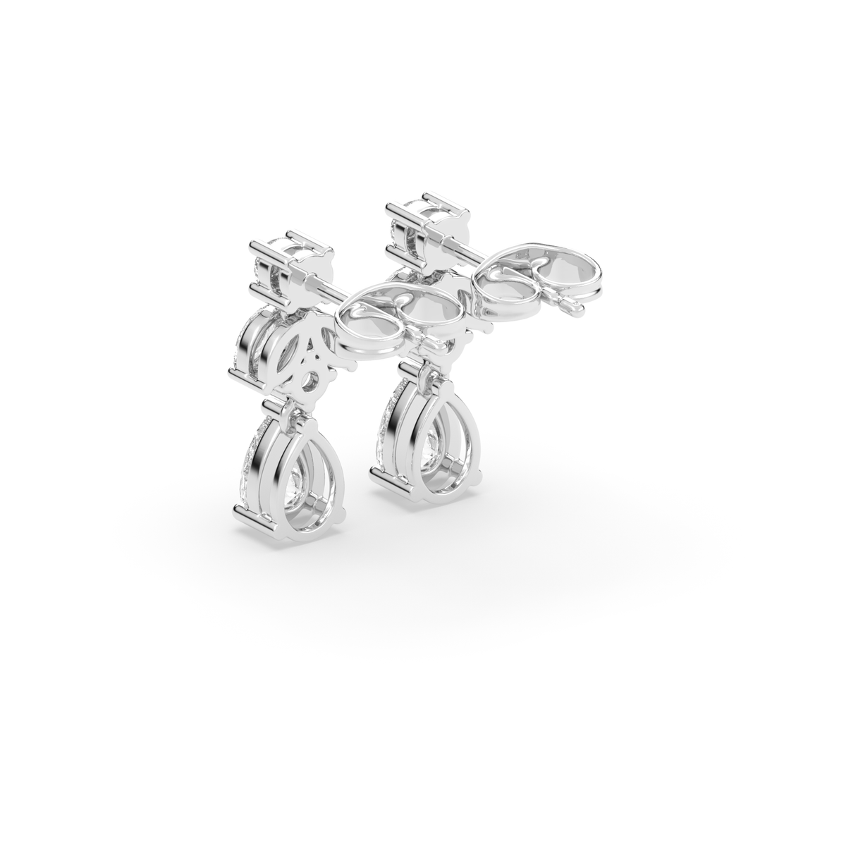 Round & Marquise Cluster Drop Earrings