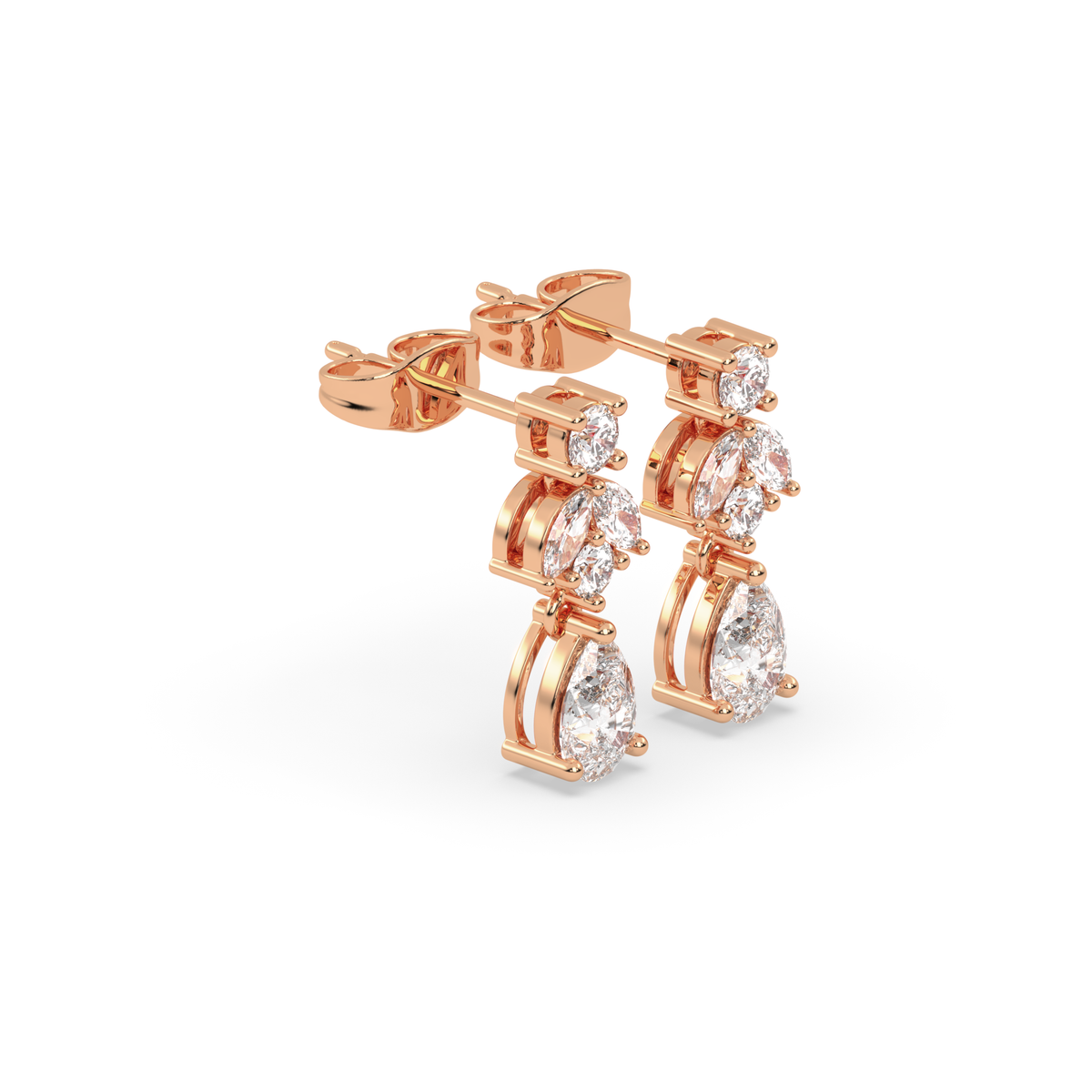Round & Marquise Cluster Drop Earrings