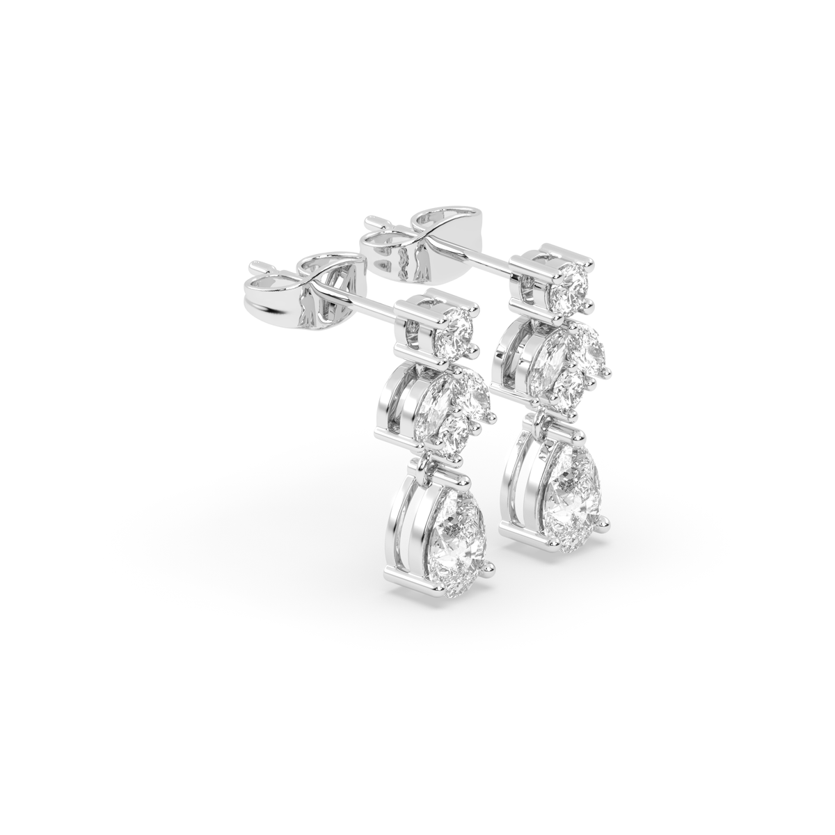 Round & Marquise Cluster Drop Earrings