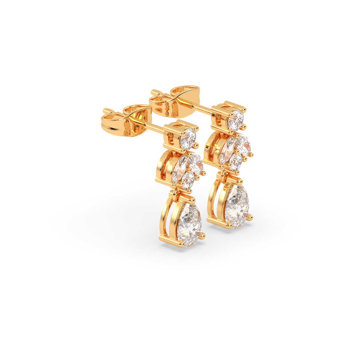 Round & Marquise Cluster Drop Earrings