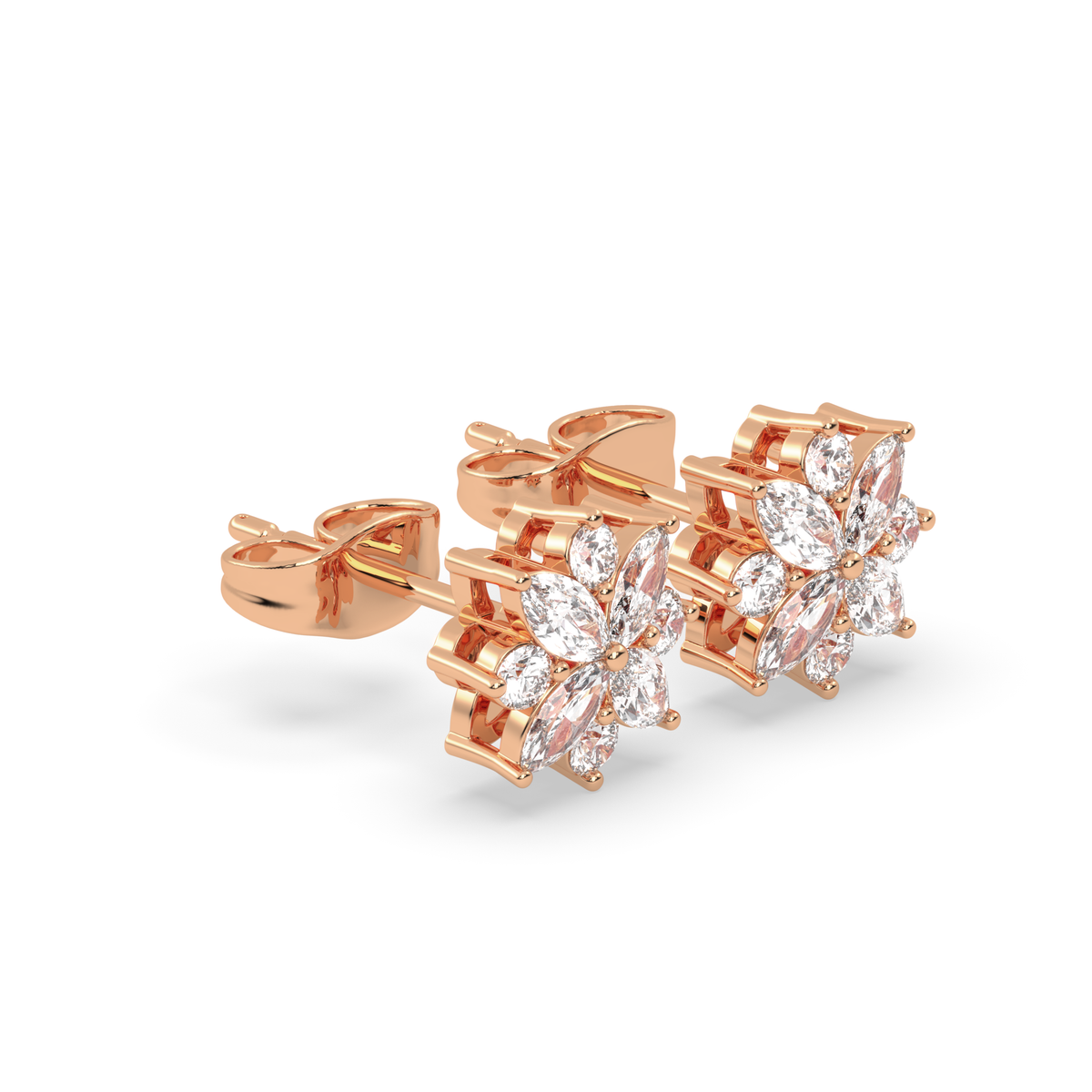 Marquise Flower Stud Earrings