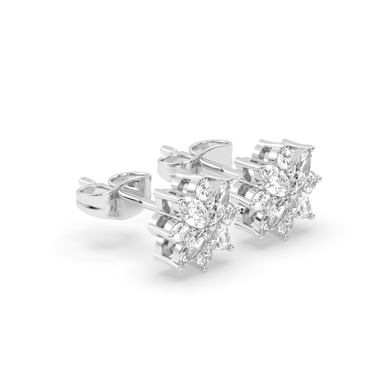 Marquise Flower Stud Earrings