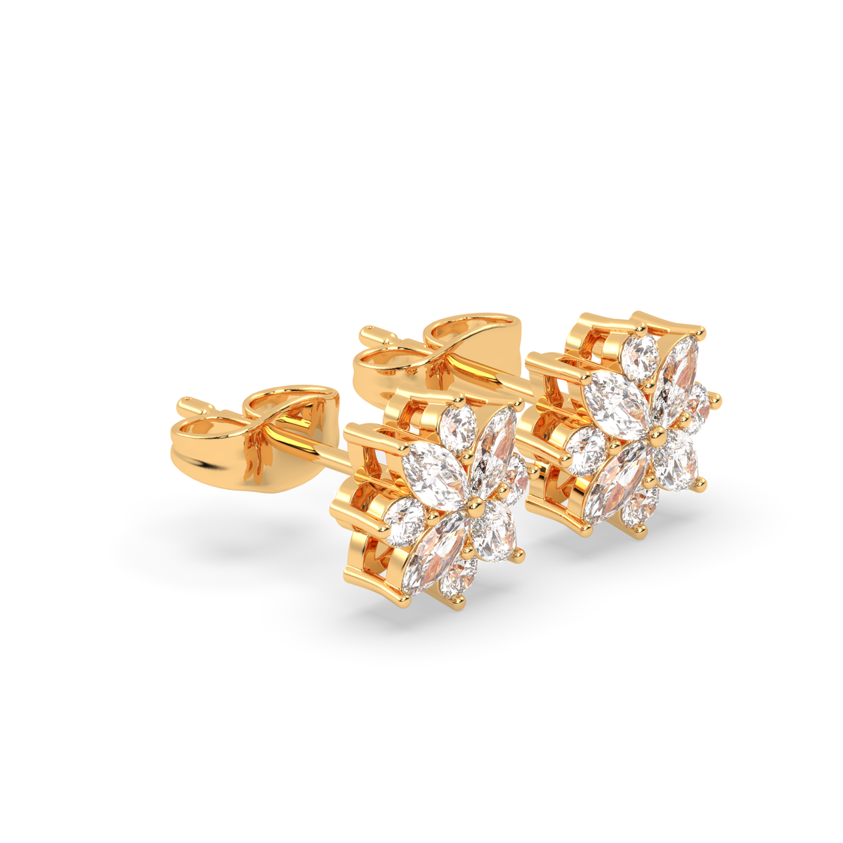 Marquise Flower Stud Earrings
