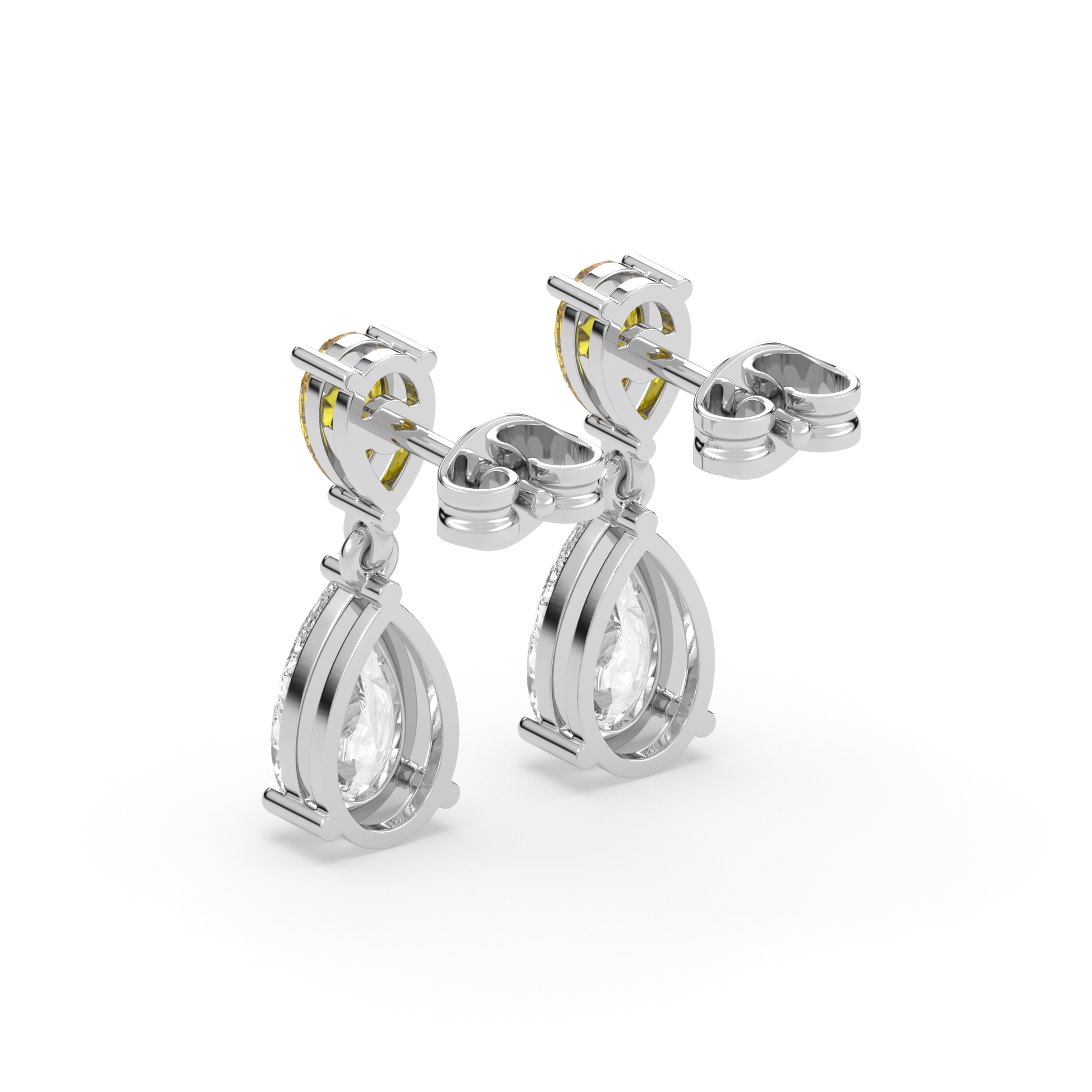 The Yellow and White Pear Diamond Drops with Lab Grown Diamond