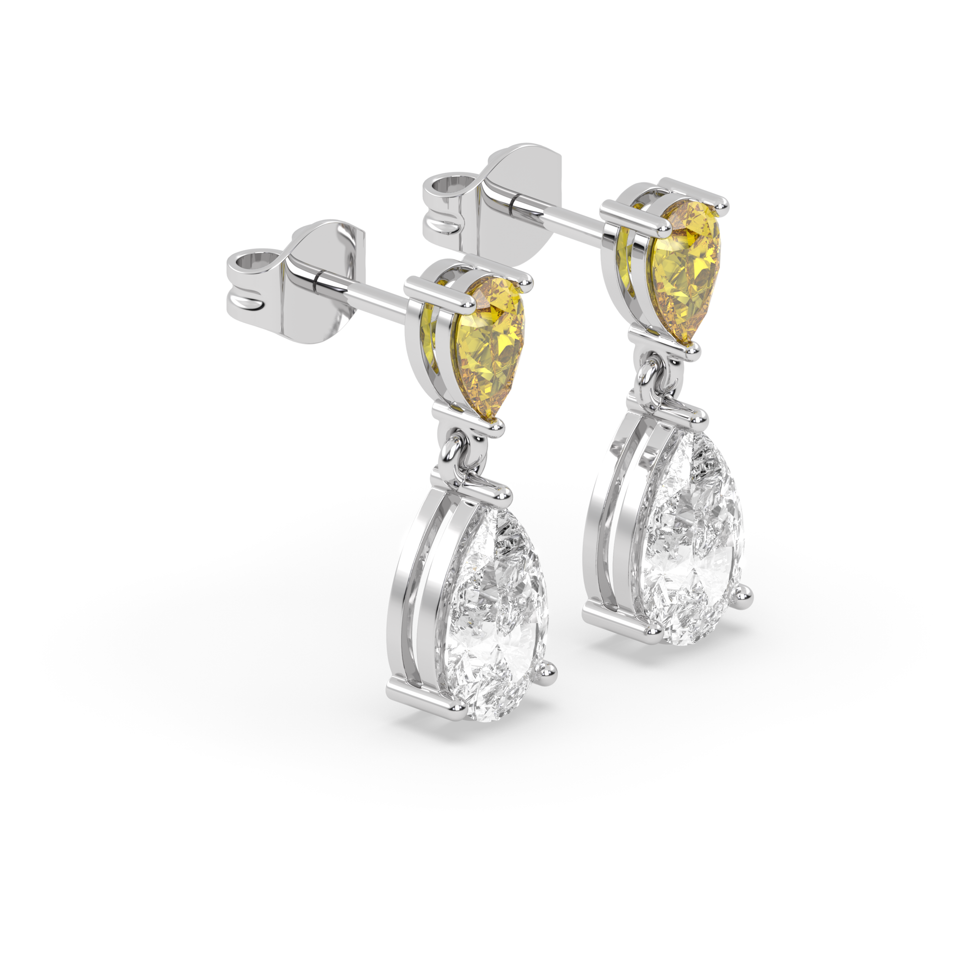 The Yellow and White Pear Diamond Drops with Lab Grown Diamond