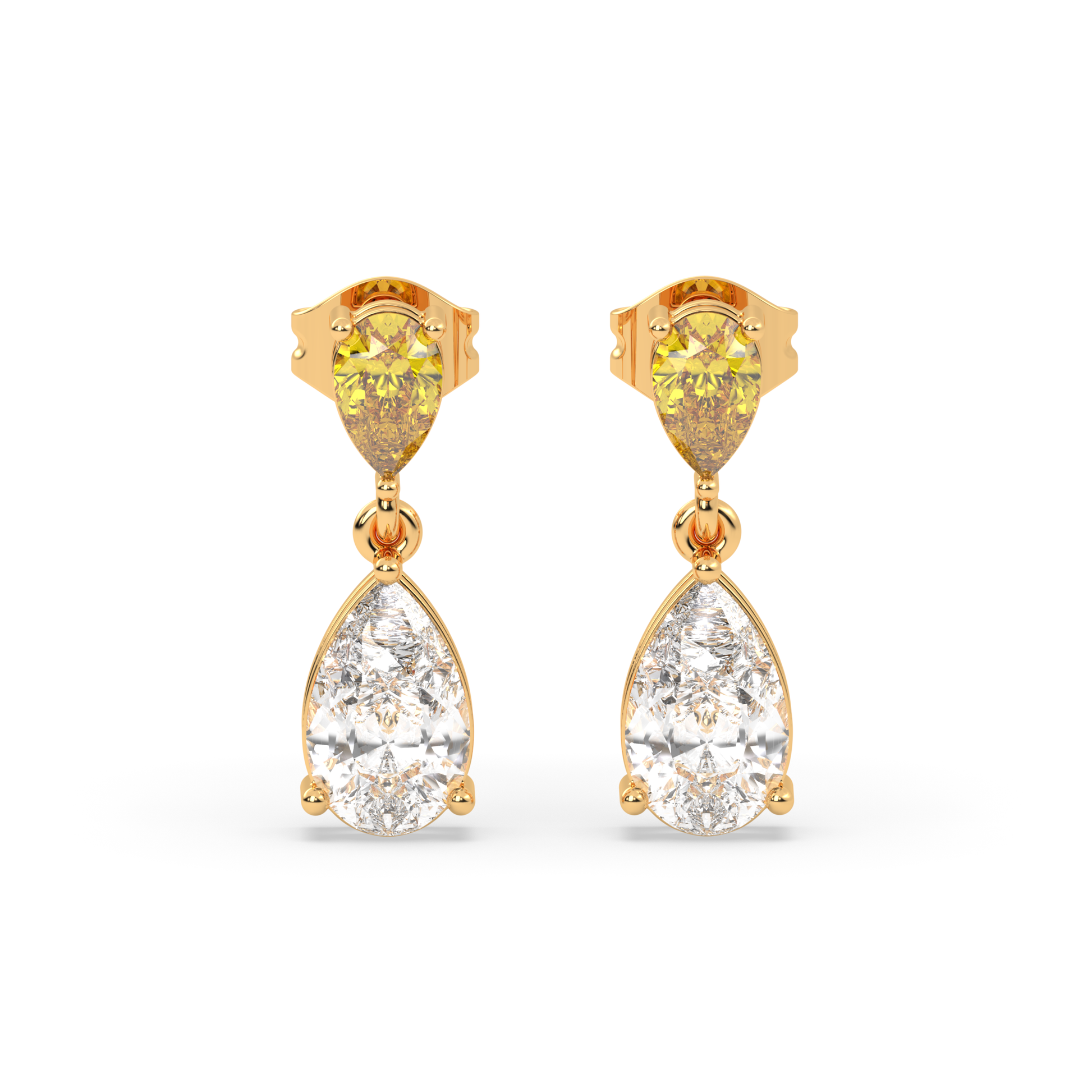 The Yellow and White Pear Diamond Drops with Lab Grown Diamond