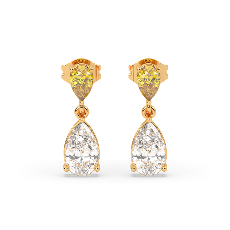 The Yellow and White Pear Diamond Drops with Lab Grown Diamond