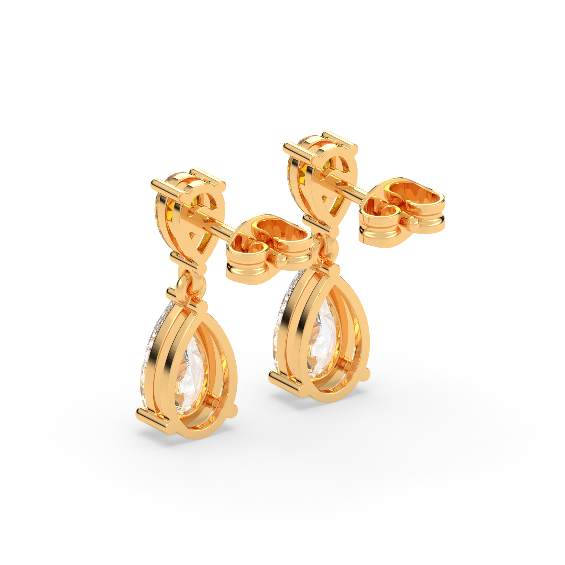 The Yellow and White Pear Diamond Drops with Lab Grown Diamond