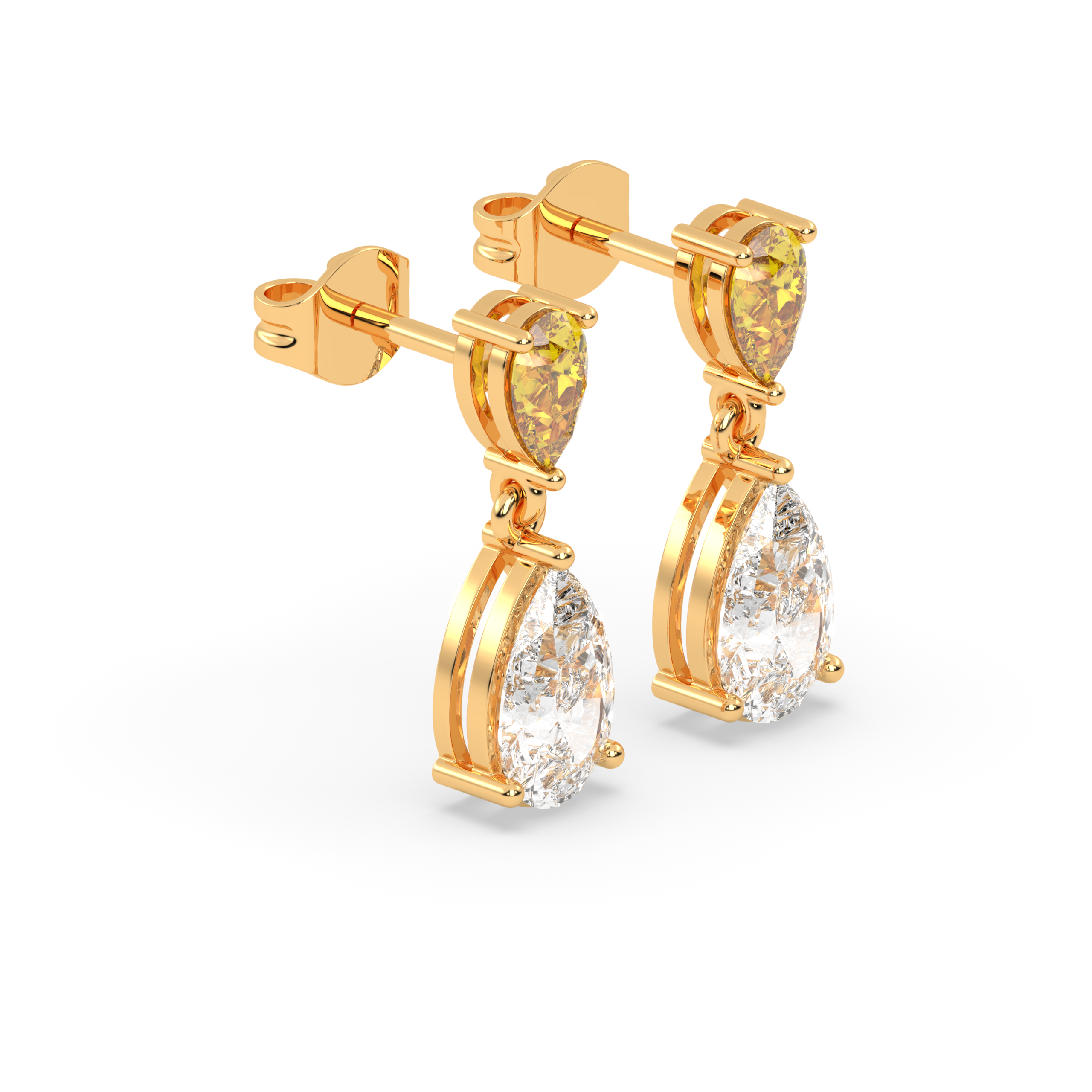 The Yellow and White Pear Diamond Drops with Lab Grown Diamond