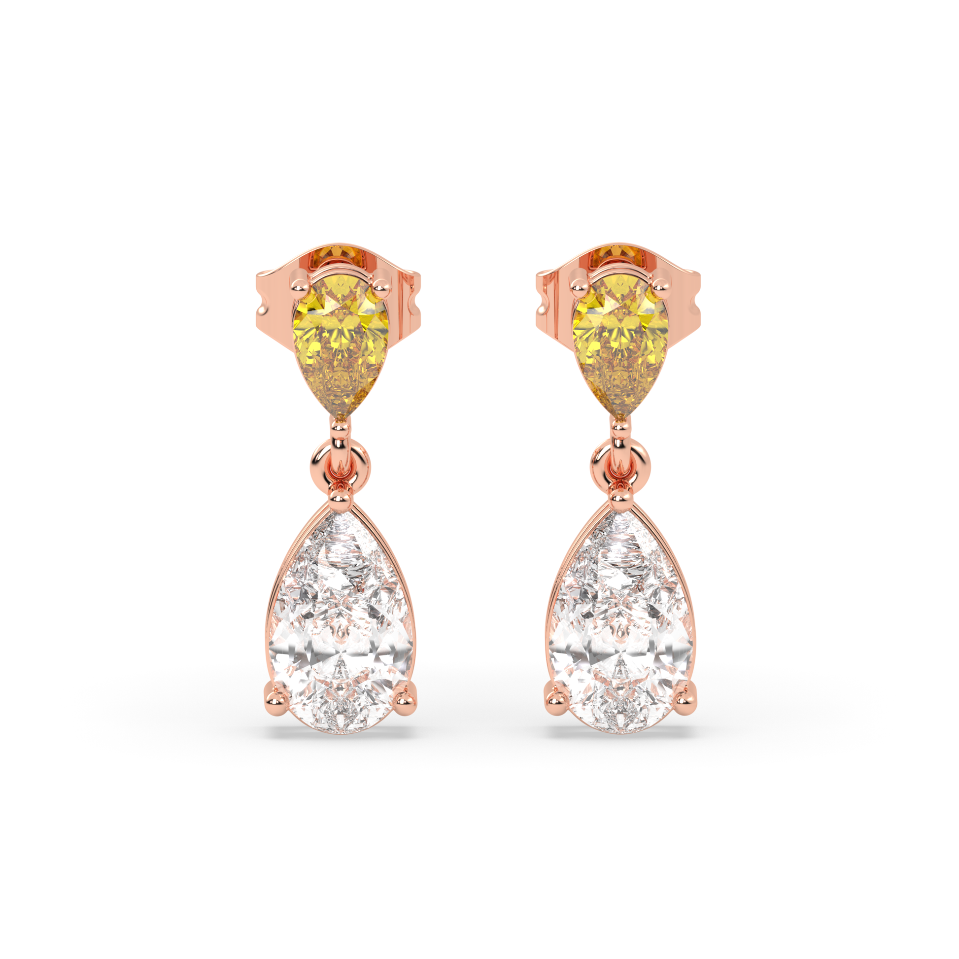 The Yellow and White Pear Diamond Drops with Lab Grown Diamond