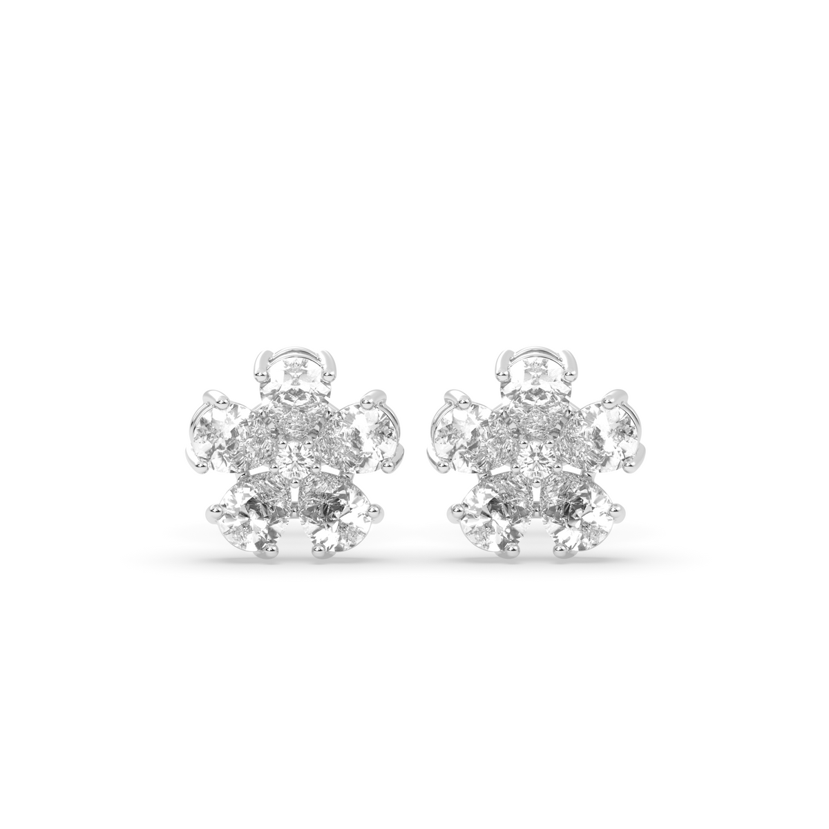 Pear Diamond Floral Earrings