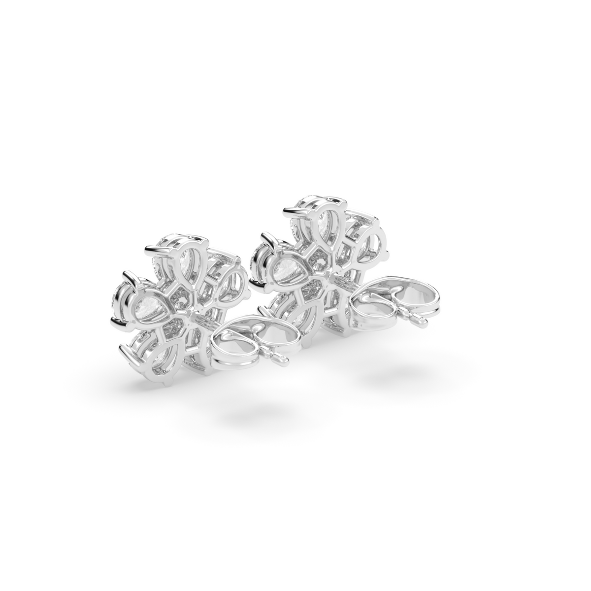 Pear Diamond Floral Earrings