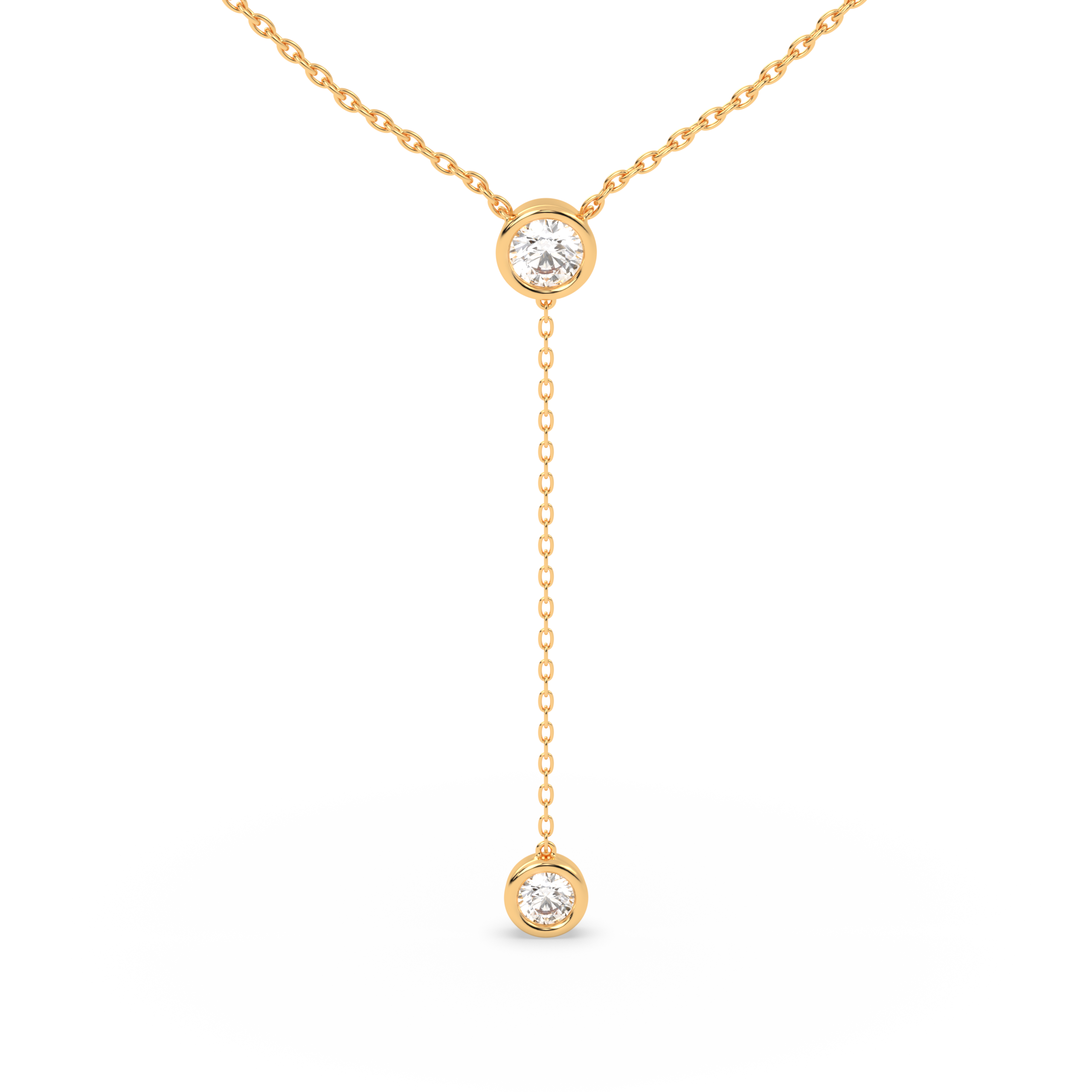 The bezel round diamond lariat pendant