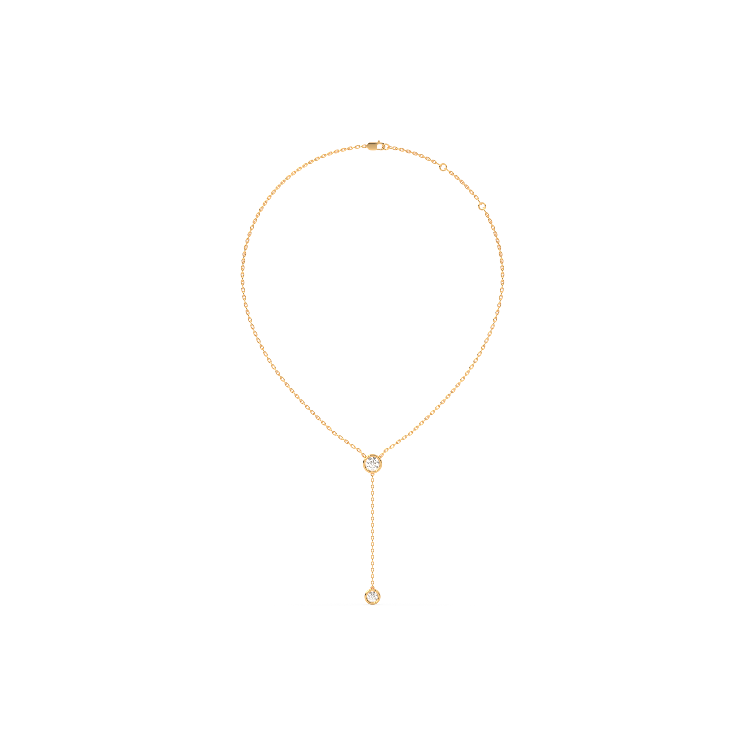 The bezel round diamond lariat pendant