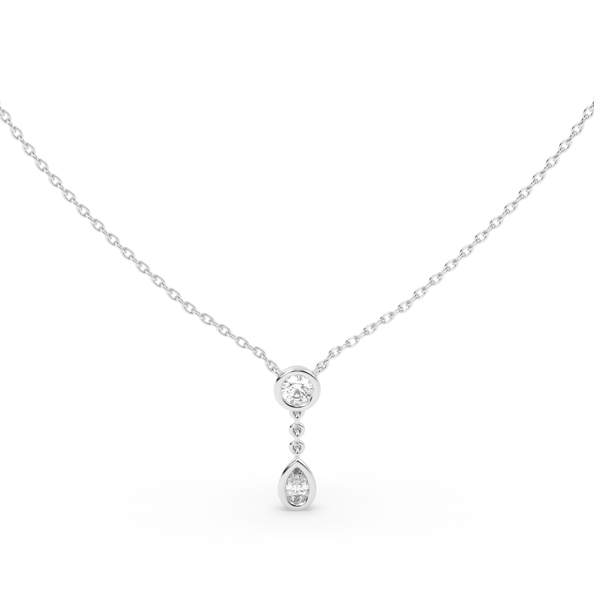 The bezel round and pear diamond pendant with Lab Grown Diamond Necklace 