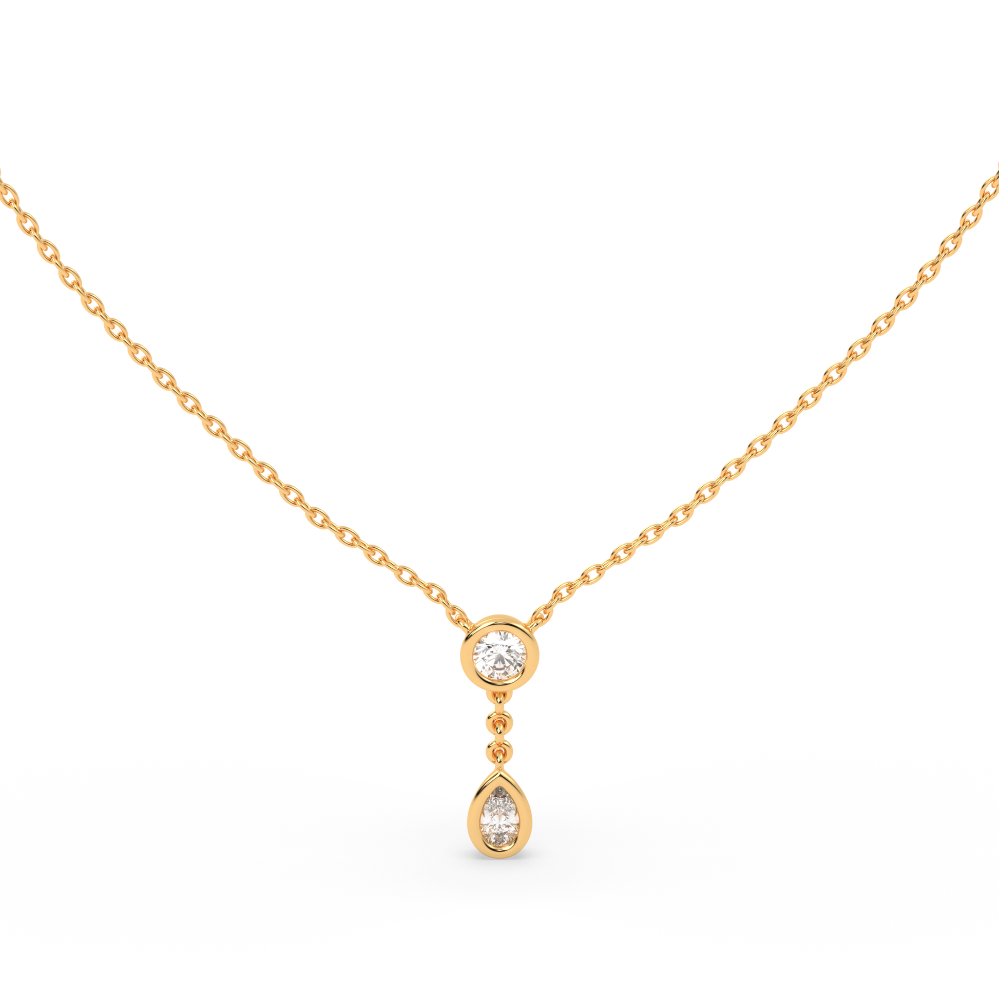 The bezel round and pear diamond pendant with Lab Grown Diamond Necklace 