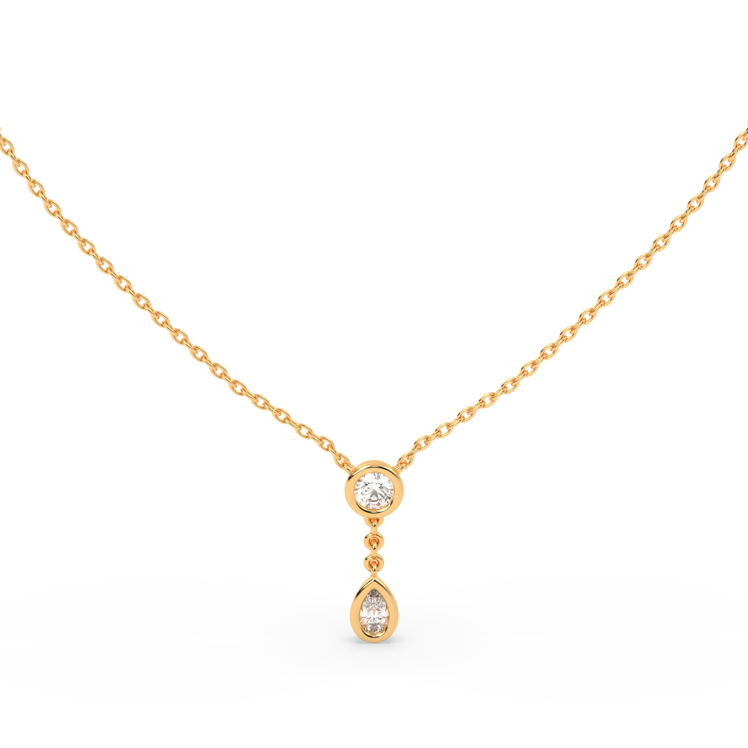 The bezel round and pear diamond pendant with Lab Grown Diamond Necklace 