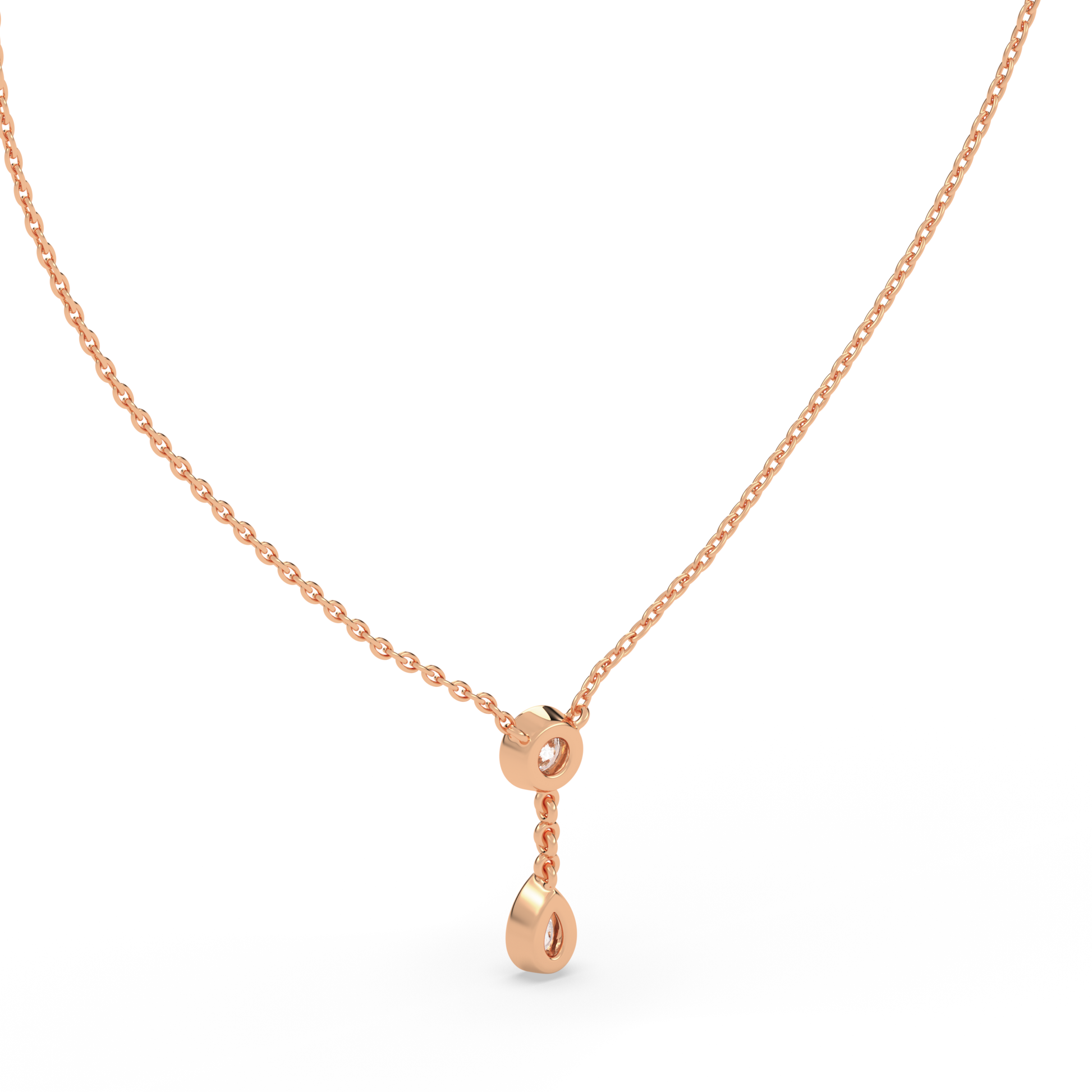 The bezel round and pear diamond pendant with Lab Grown Diamond Necklace 