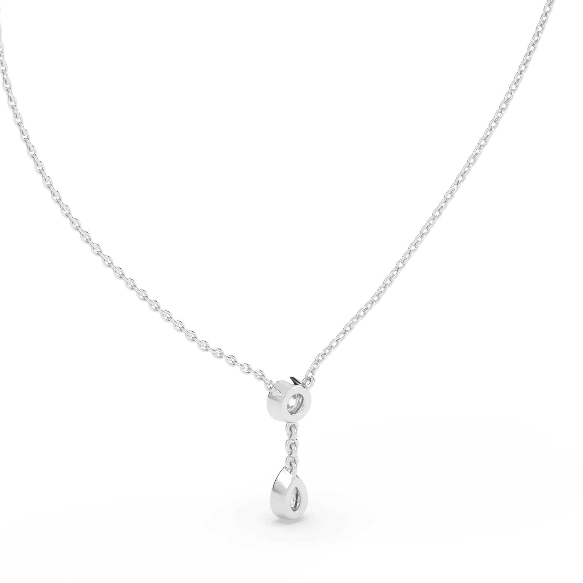 The bezel round and pear diamond pendant with Lab Grown Diamond Necklace 