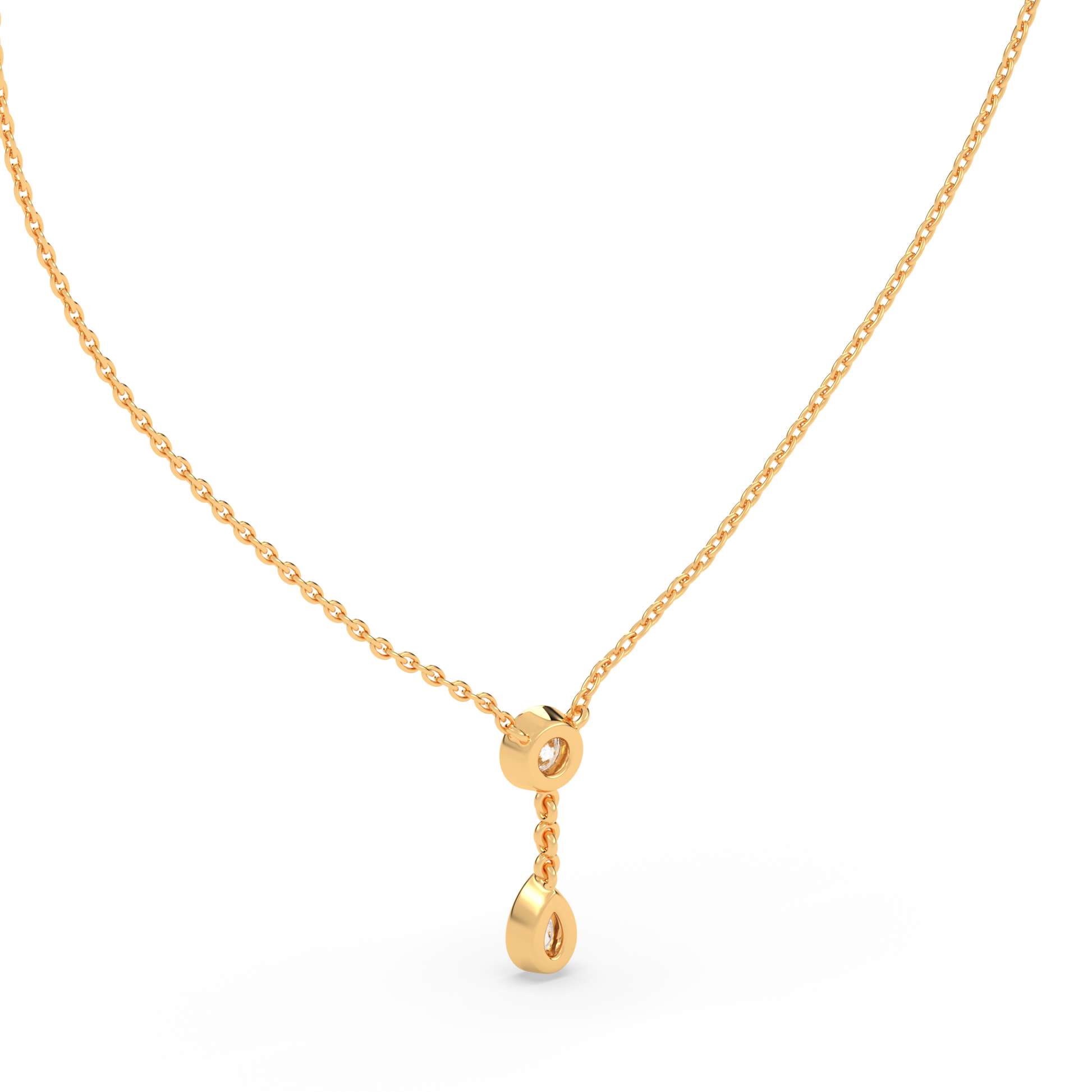 The bezel round and pear diamond pendant with Lab Grown Diamond Necklace 