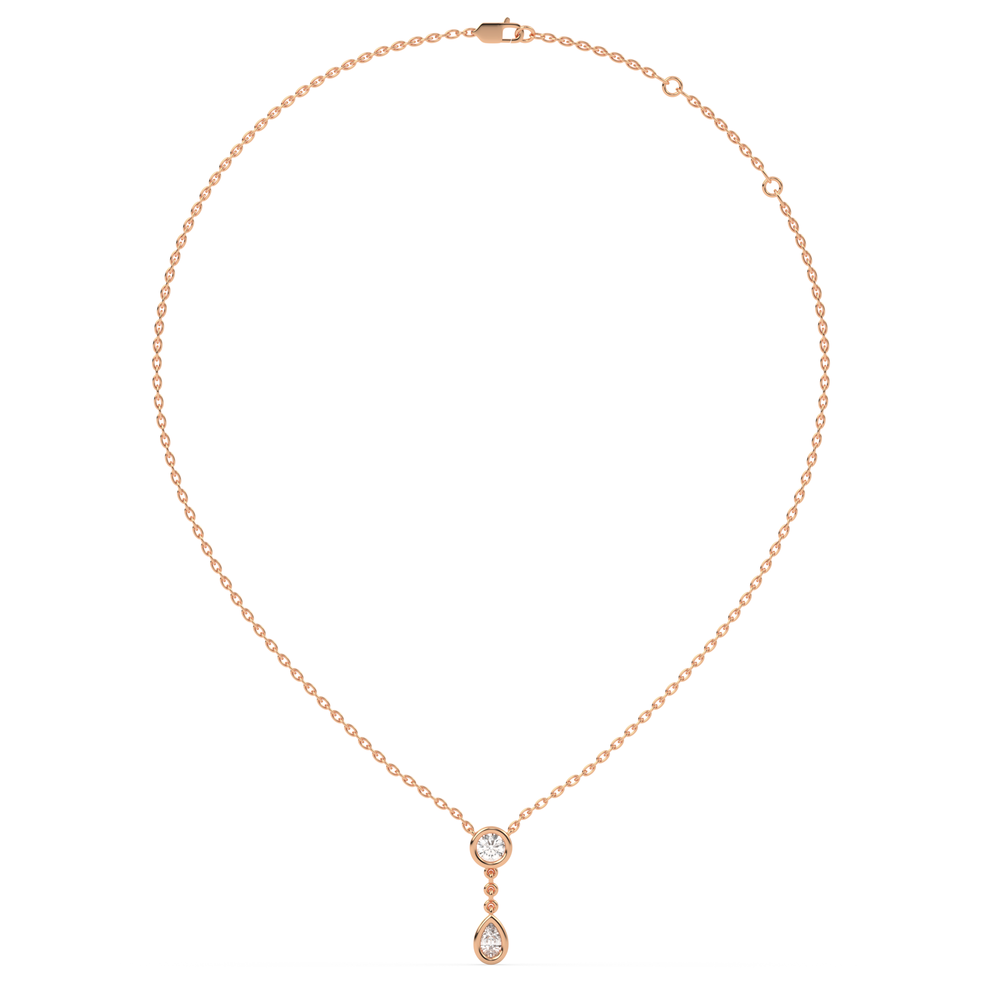 The bezel round and pear diamond pendant with Lab Grown Diamond Necklace 