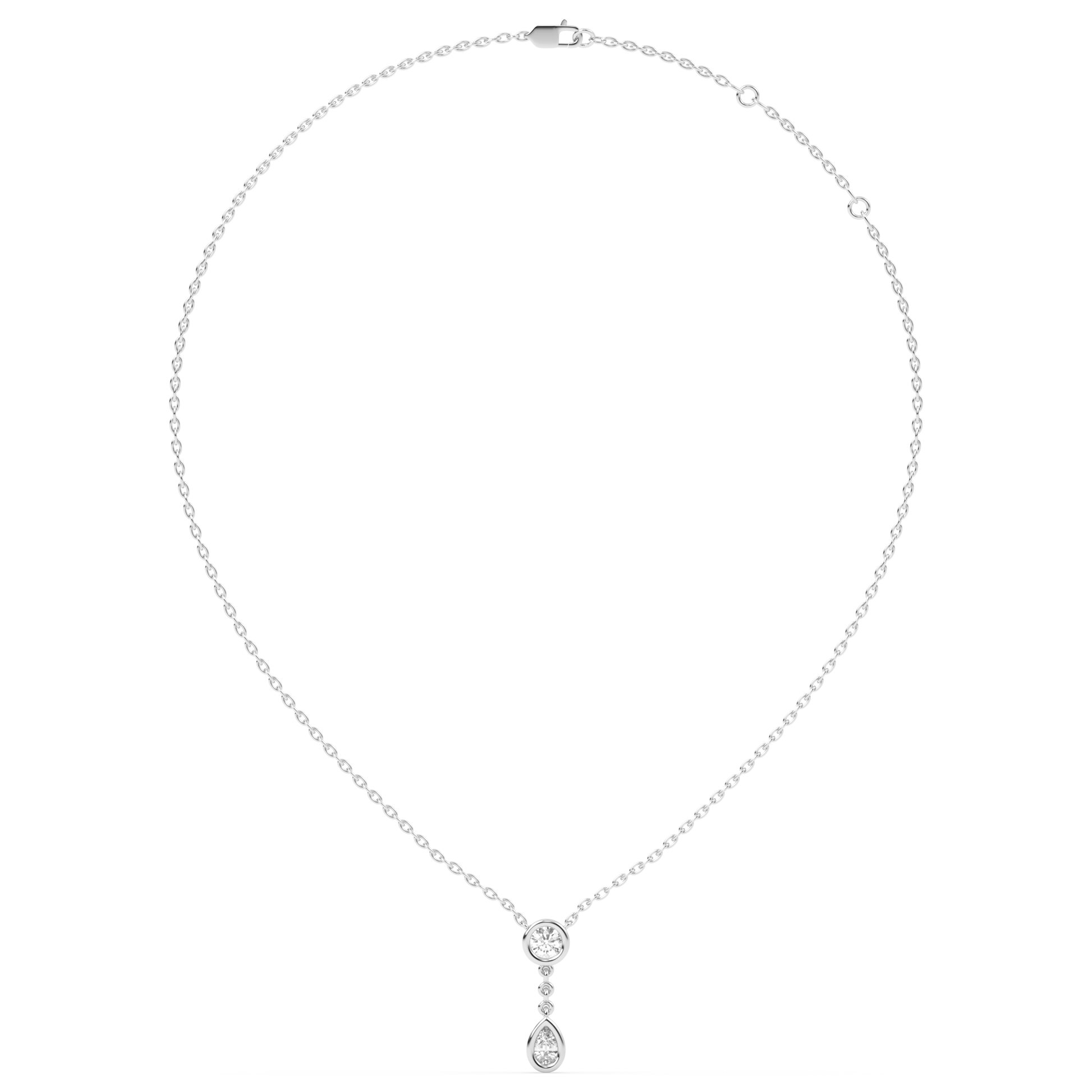 The bezel round and pear diamond pendant with Lab Grown Diamond Necklace 