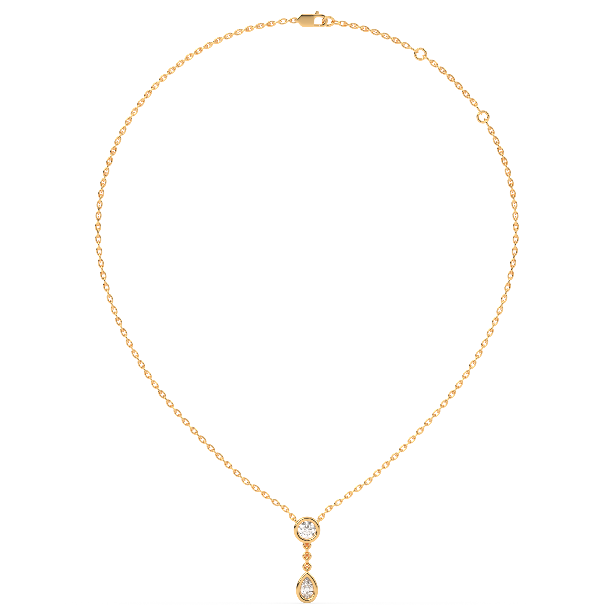 The bezel round and pear diamond pendant with Lab Grown Diamond Necklace 