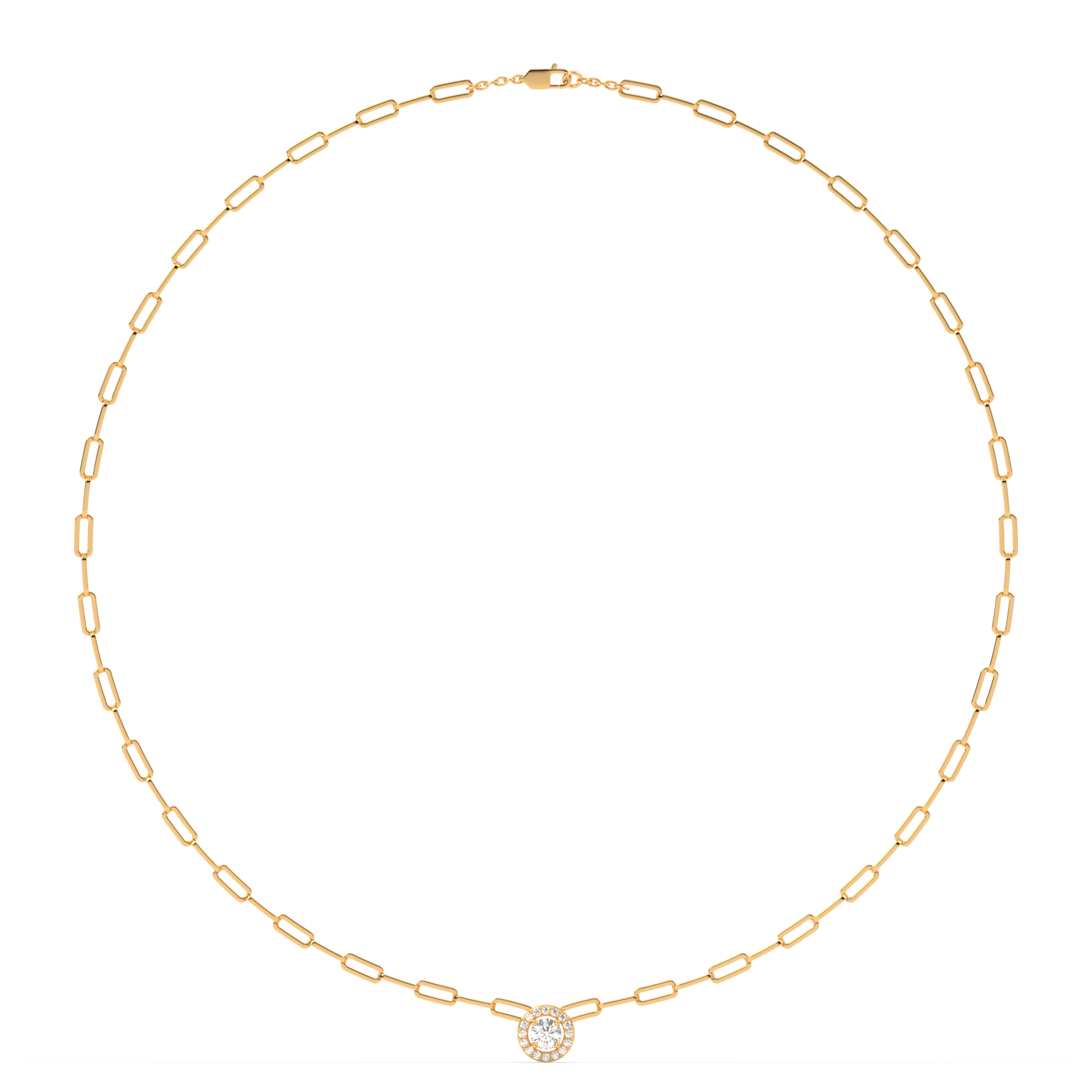 THE ROUND HALO PAPERCLIP CHAIN PENDANT