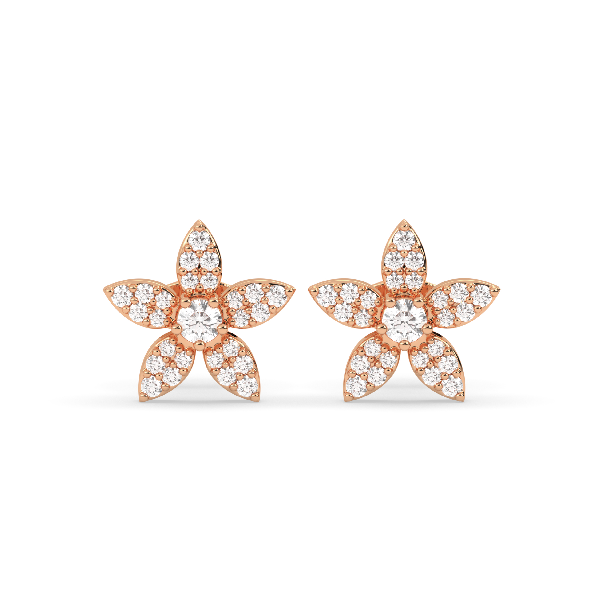 Star Cluster Earrings with Brilliant Round Diamond and Pavé Accents