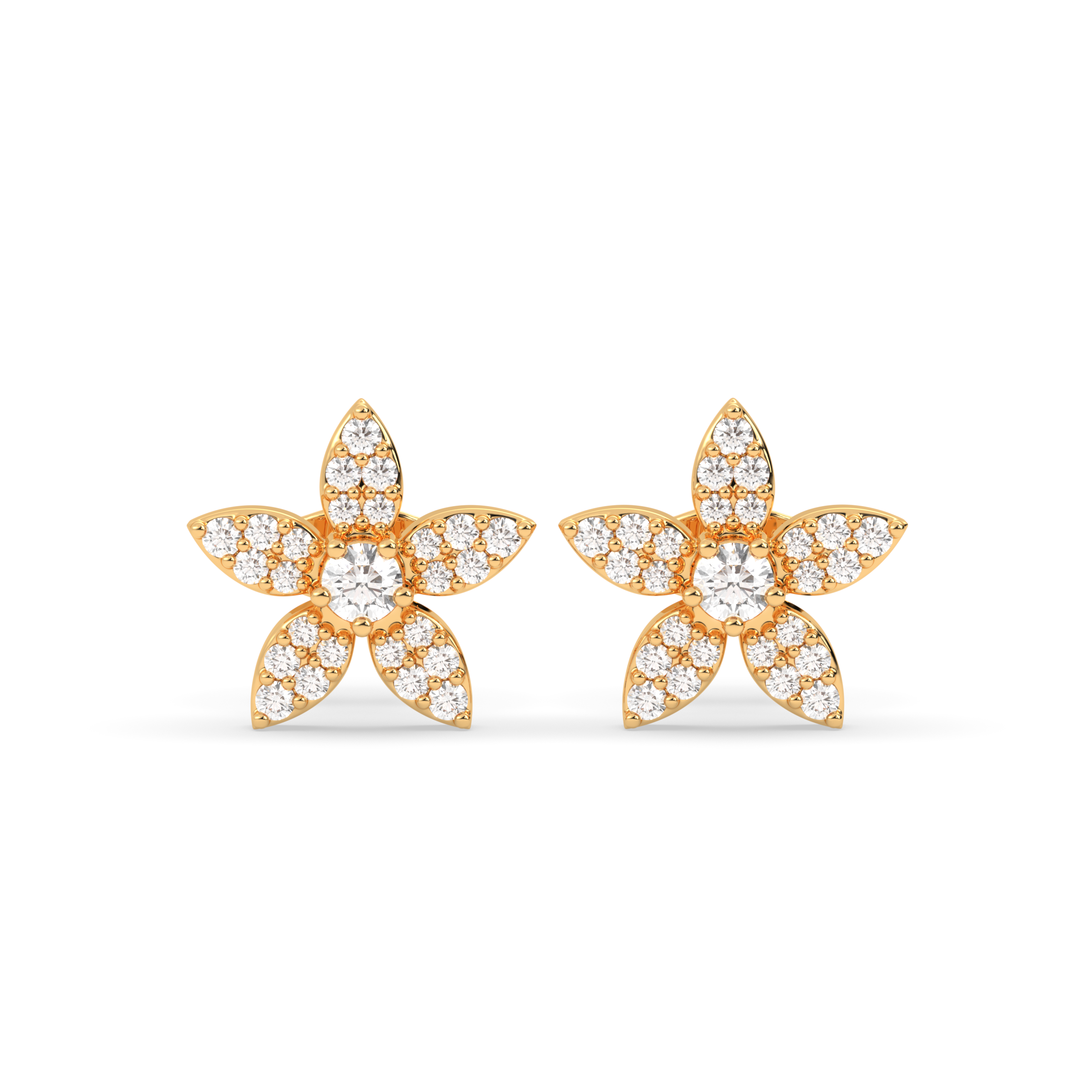 Star Cluster Earrings with Brilliant Round Diamond and Pavé Accents