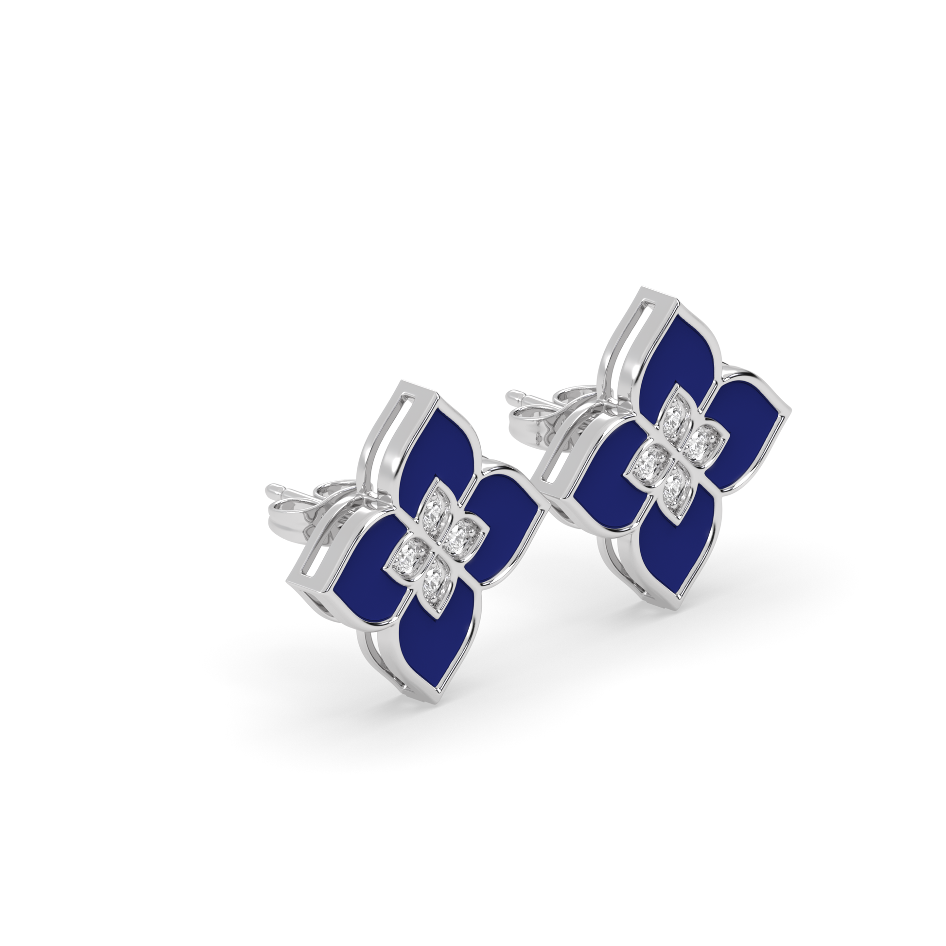 Enamel Earrings - Round Cut