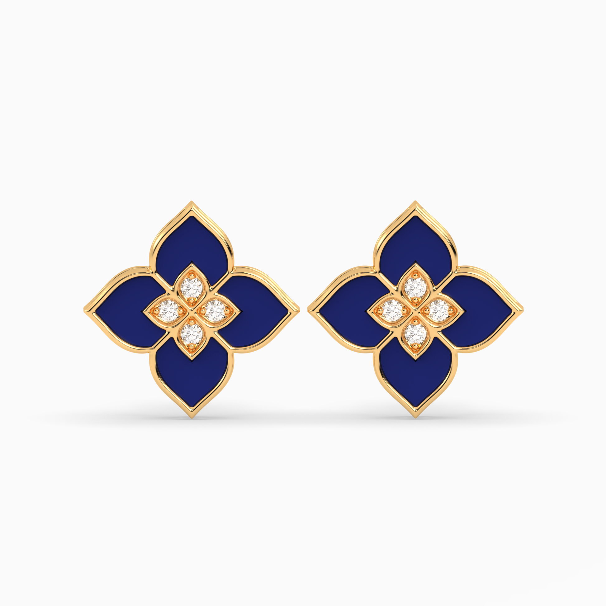 Enamel Earrings - Round Cut