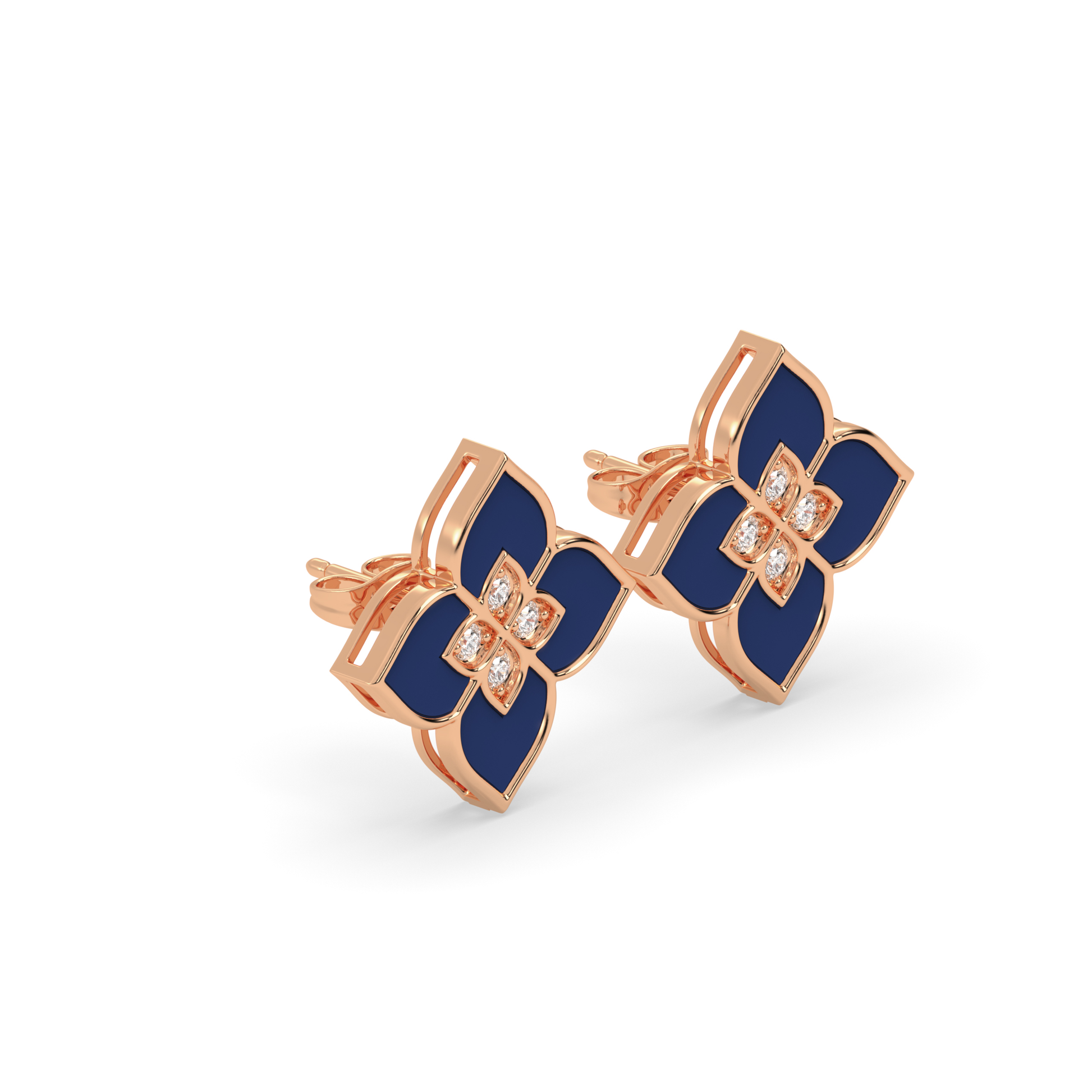 Enamel Earrings - Round Cut