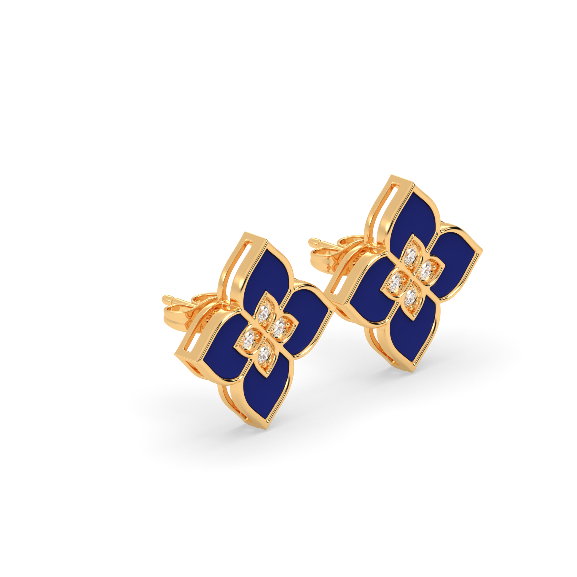 Enamel Earrings - Round Cut