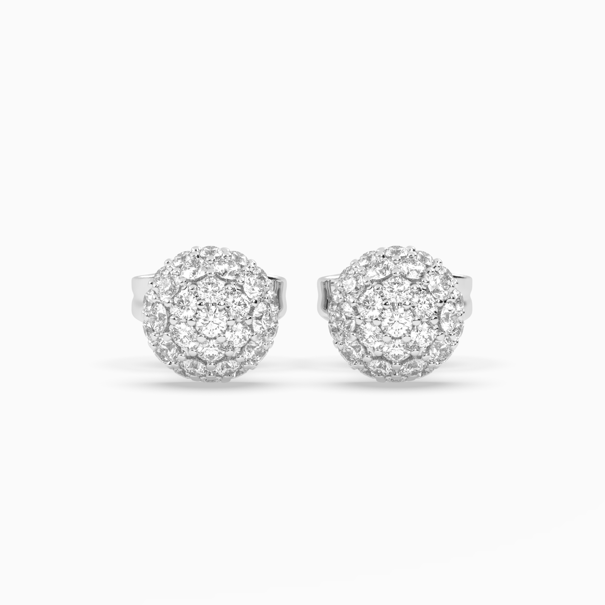 Round Diamond Cluster - Dome Earrings