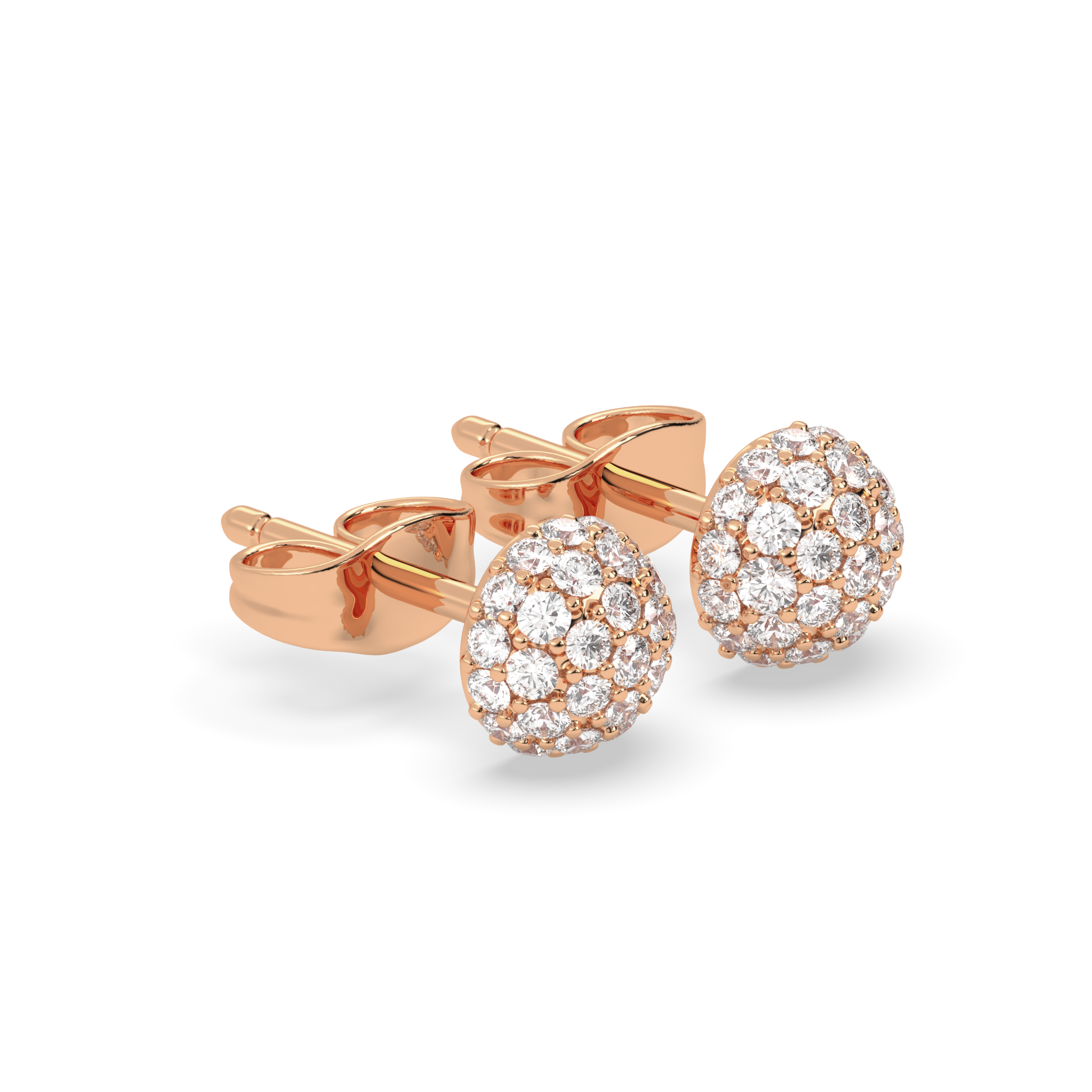 Round Diamond Cluster - Dome Earrings